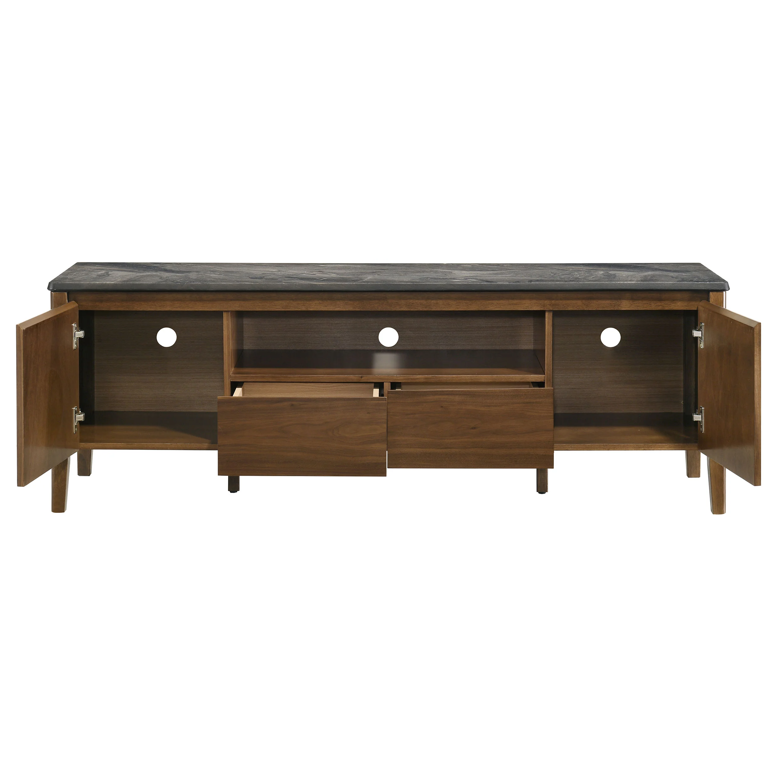 Bradley 63-Inch 2-Door TV Stand in Smokey Grey and Brown - Image 5