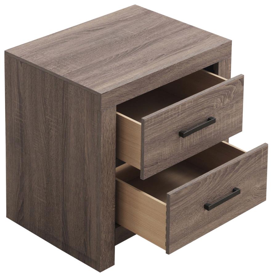 Brantford Barrel Oak Two-Drawer Farmhouse Bedroom Nightstand - Image 3