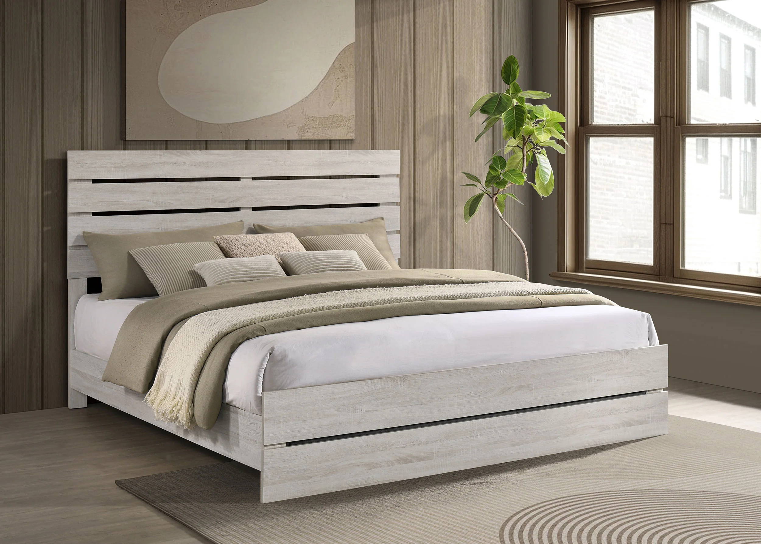 Brantford Wood Eastern King Panel Bed Coastal White - Image 5