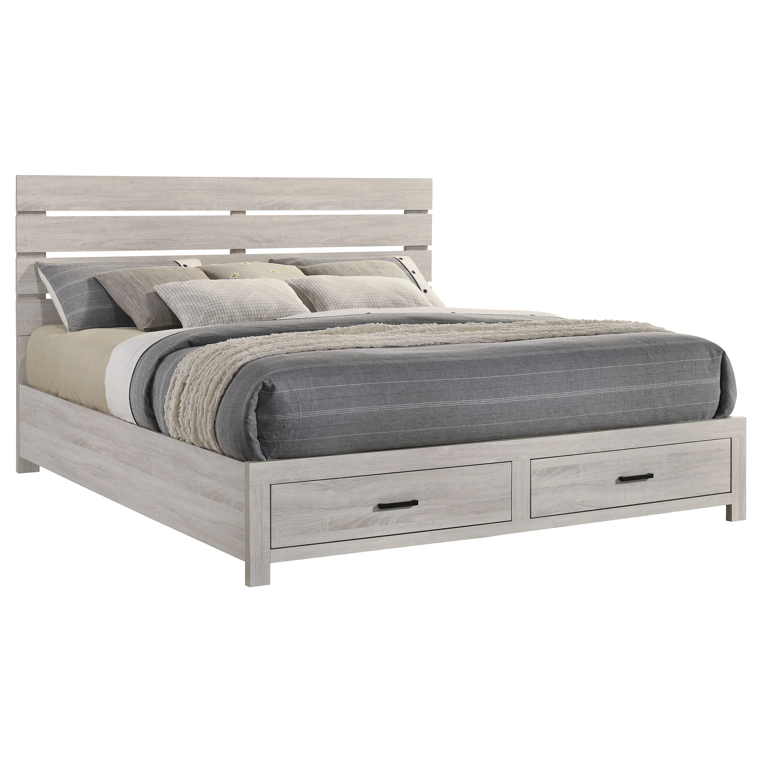 Brantford Wood Eastern King Storage Panel Bed Coastal White - Image 5