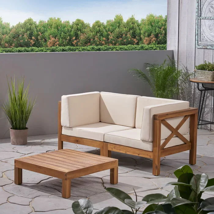 Brava - X Back 2 Seater Sectional Loveseat With Coffee Table - Image 2