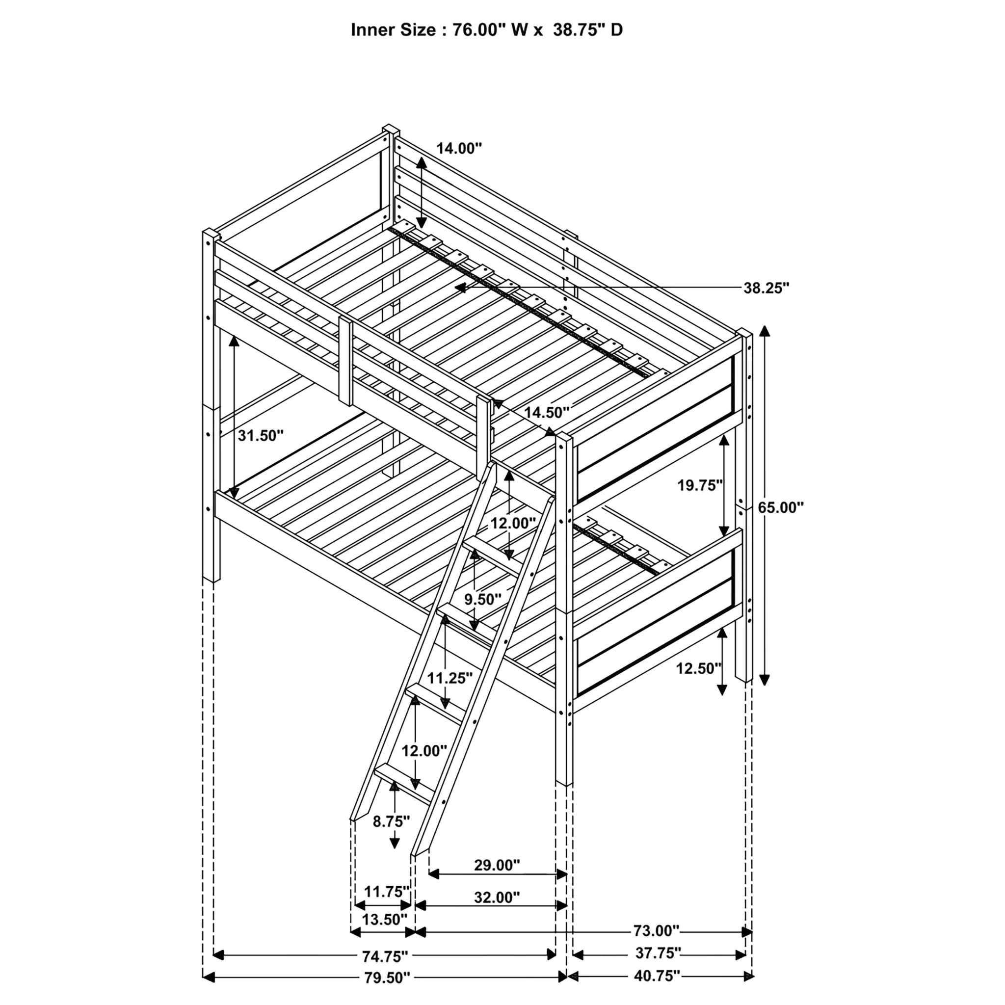 Brenton - Twin Over Twin Bunk Bed With Ladder - Taupe - Image 2