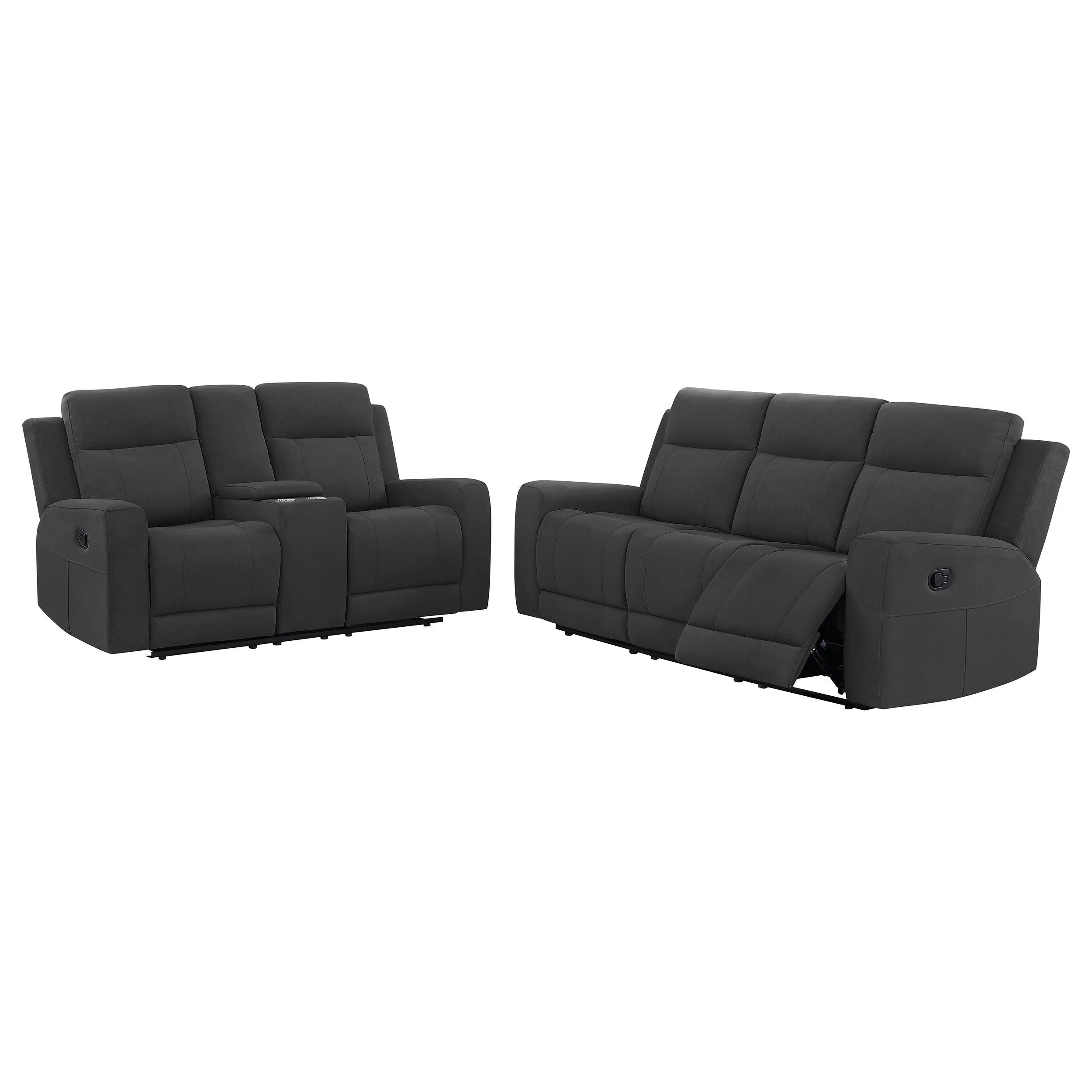 Brentwood 2-Piece Reclining Sofa Set Charcoal - Image 3