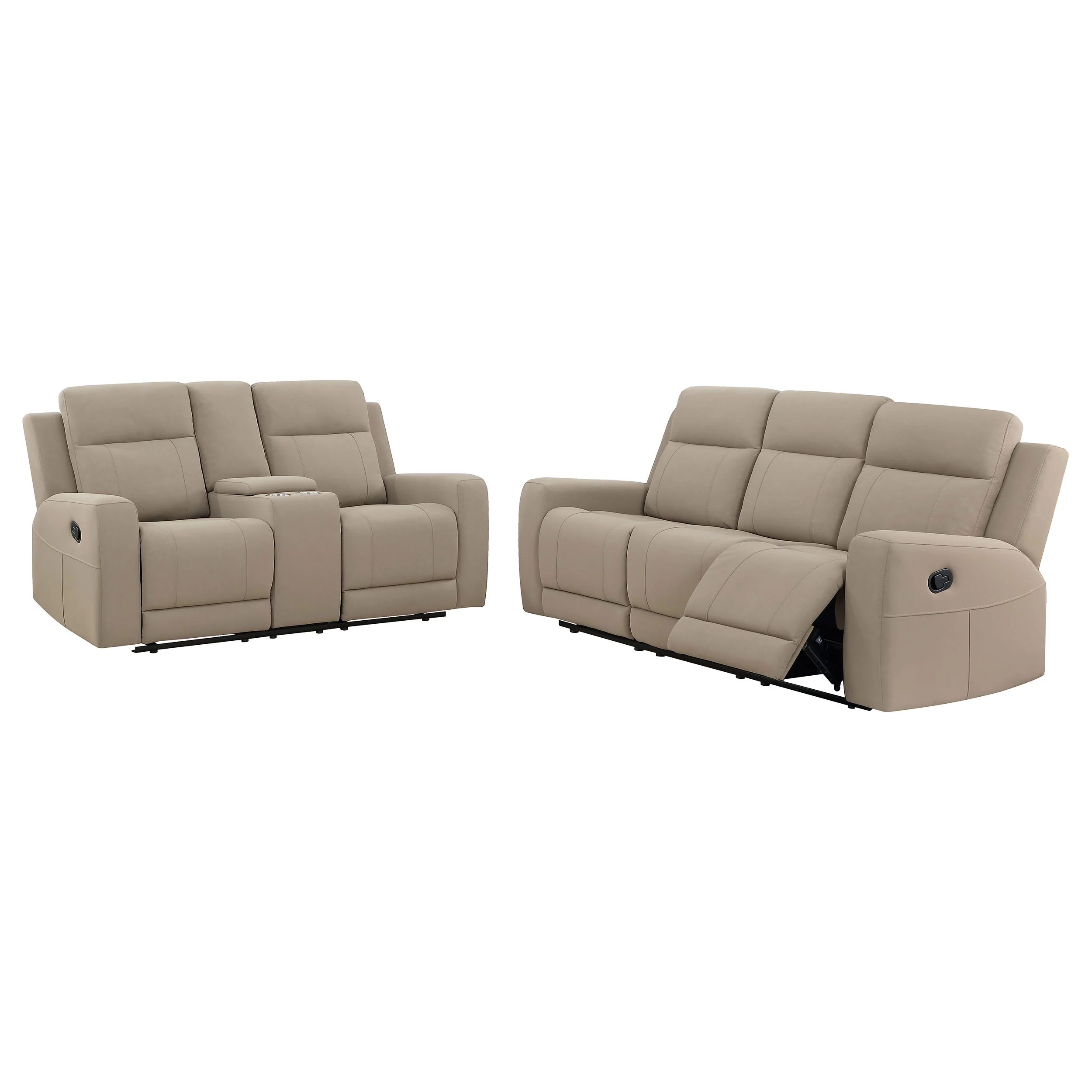 Brentwood 2-Piece Upholstered Reclining Sofa Set, Taupe - Image 5
