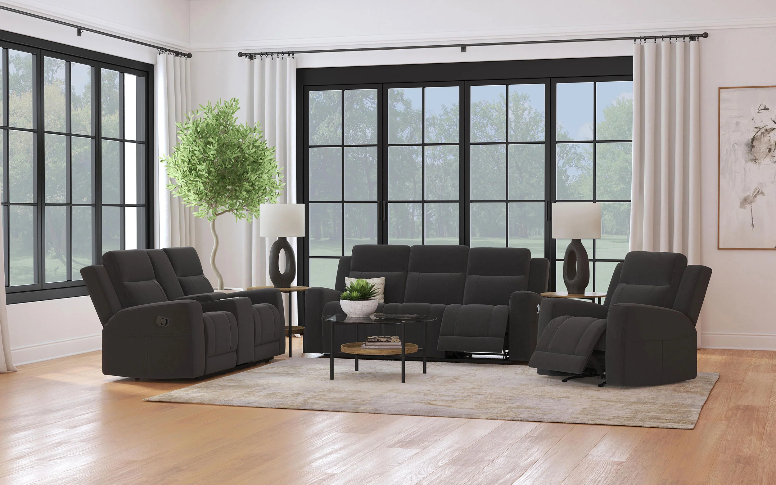Brentwood Upholstered Motion Reclining Sofa Dark Charcoal - Image 12