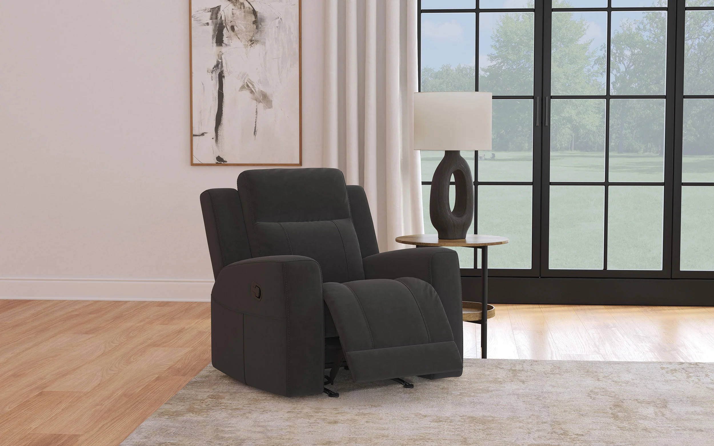 Brentwood Upholstered Rocker Recliner - Dark Charcoal - Image 4