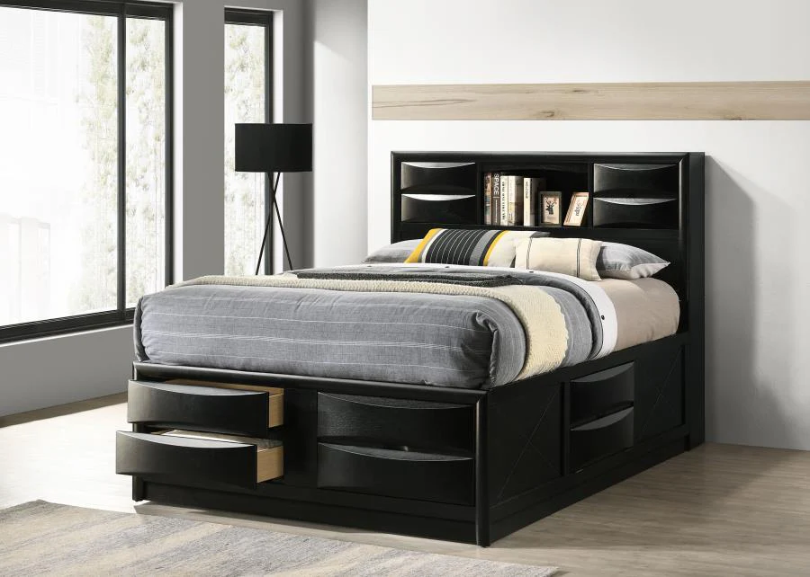 Briana Black Queen Storage Bookcase Platform Bed with Drawers - Image 6