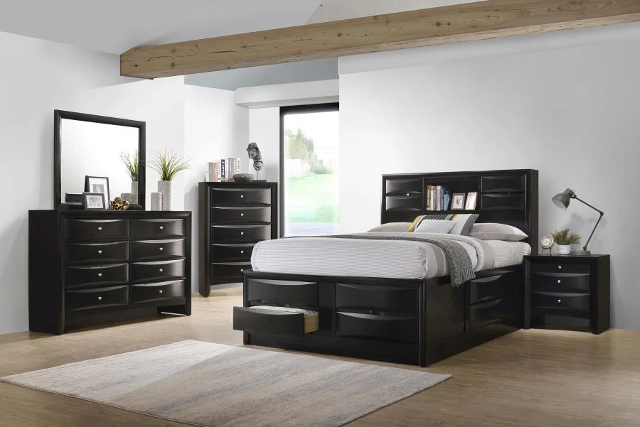 Briana Black Queen Storage Bookcase Platform Bed with Drawers - Image 7