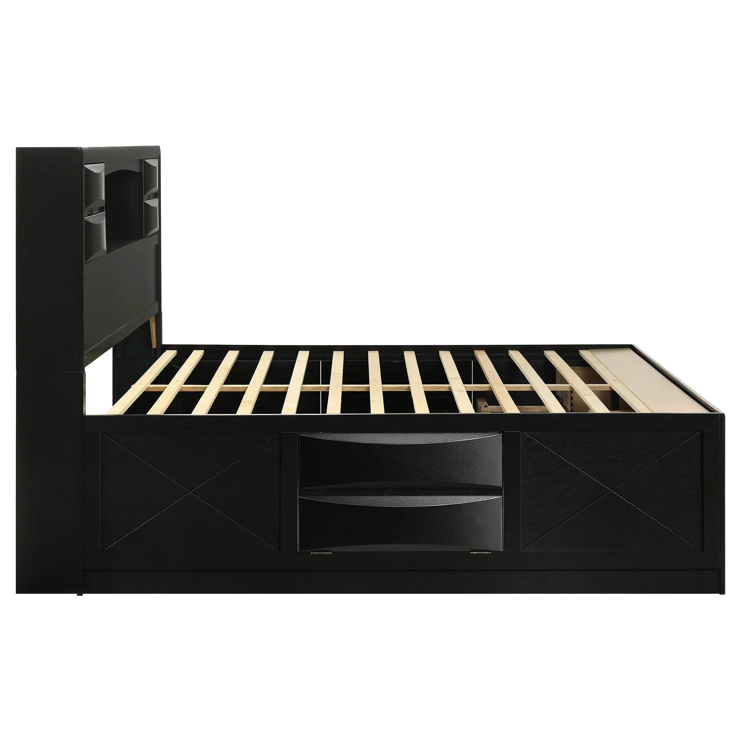 Briana Black Wood California King Storage Bookcase Bed - Image 6