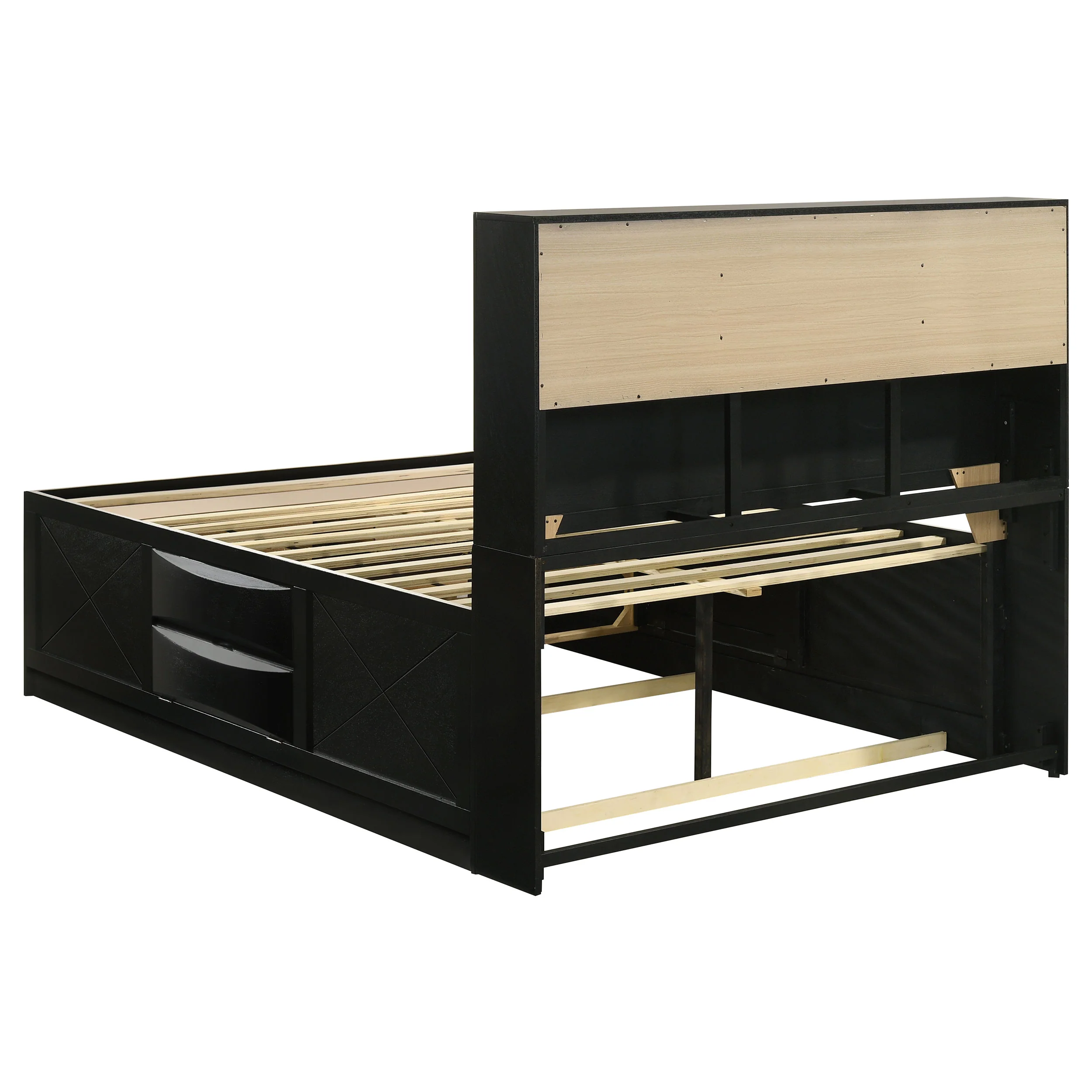 Briana Wood Queen Storage Bookcase Bed, Black - Image 5
