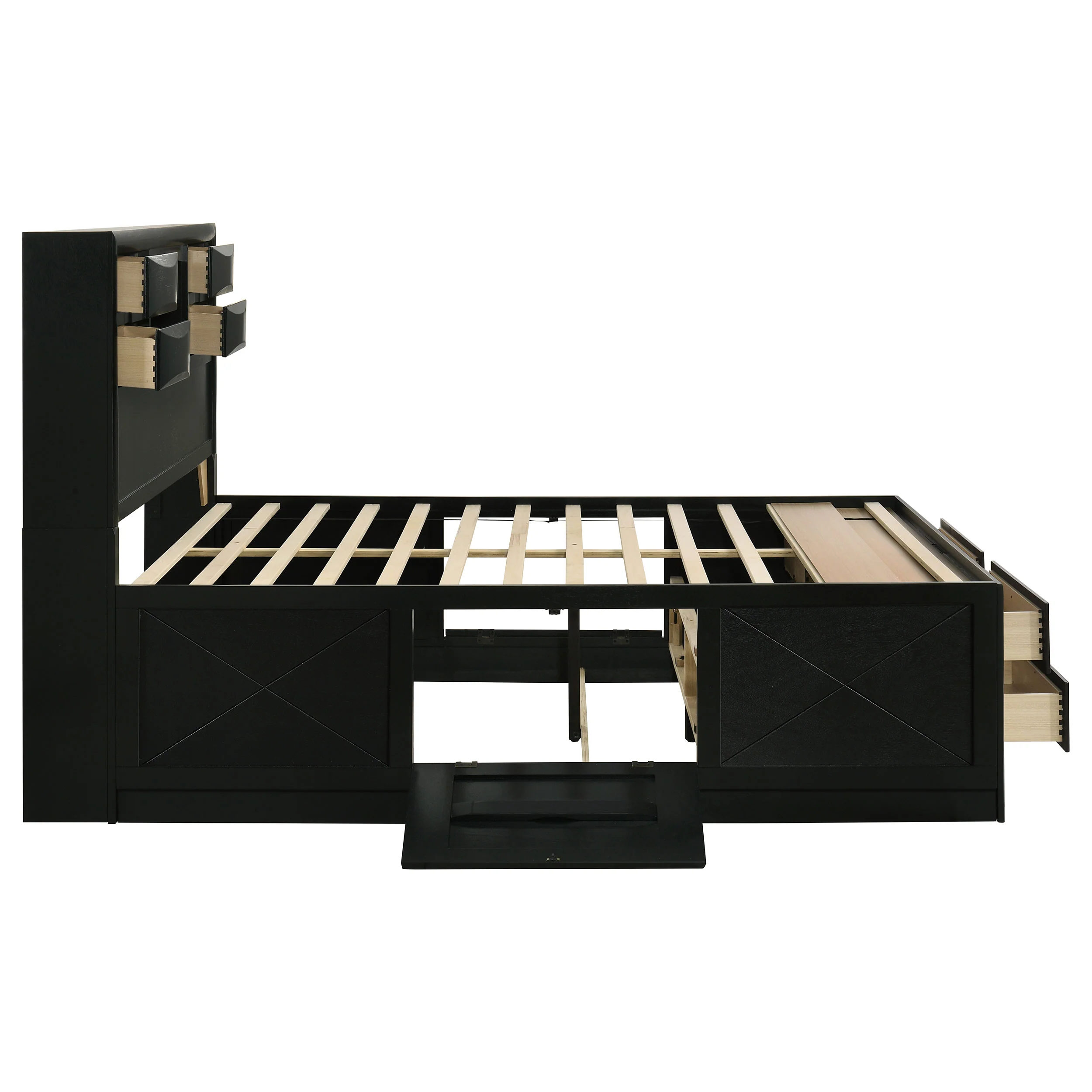 Briana Wood Queen Storage Bookcase Bed, Black - Image 8