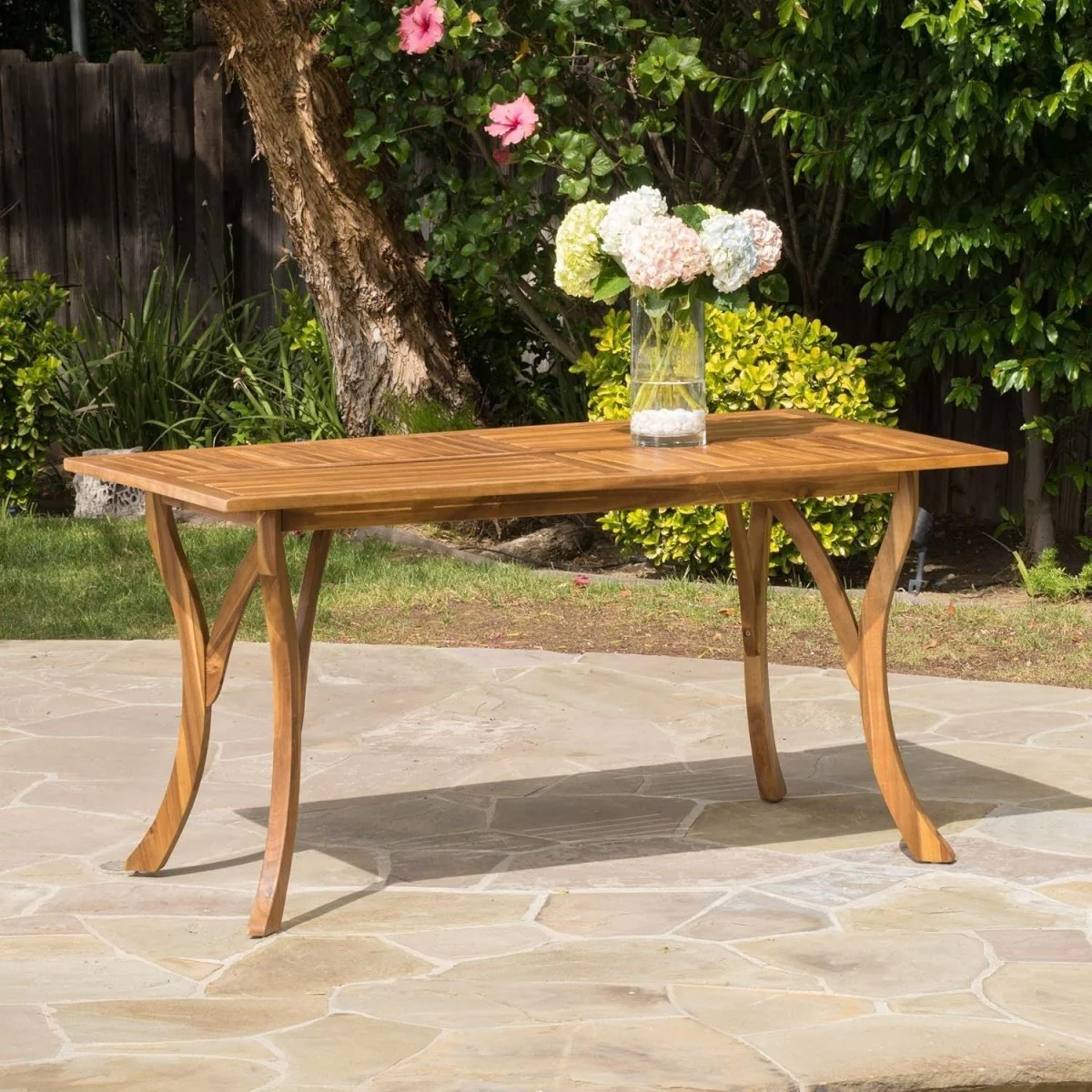 Briarwood Outdoor Dining Set 7 Piece Acacia Wood with Cream Cushions - Image 3