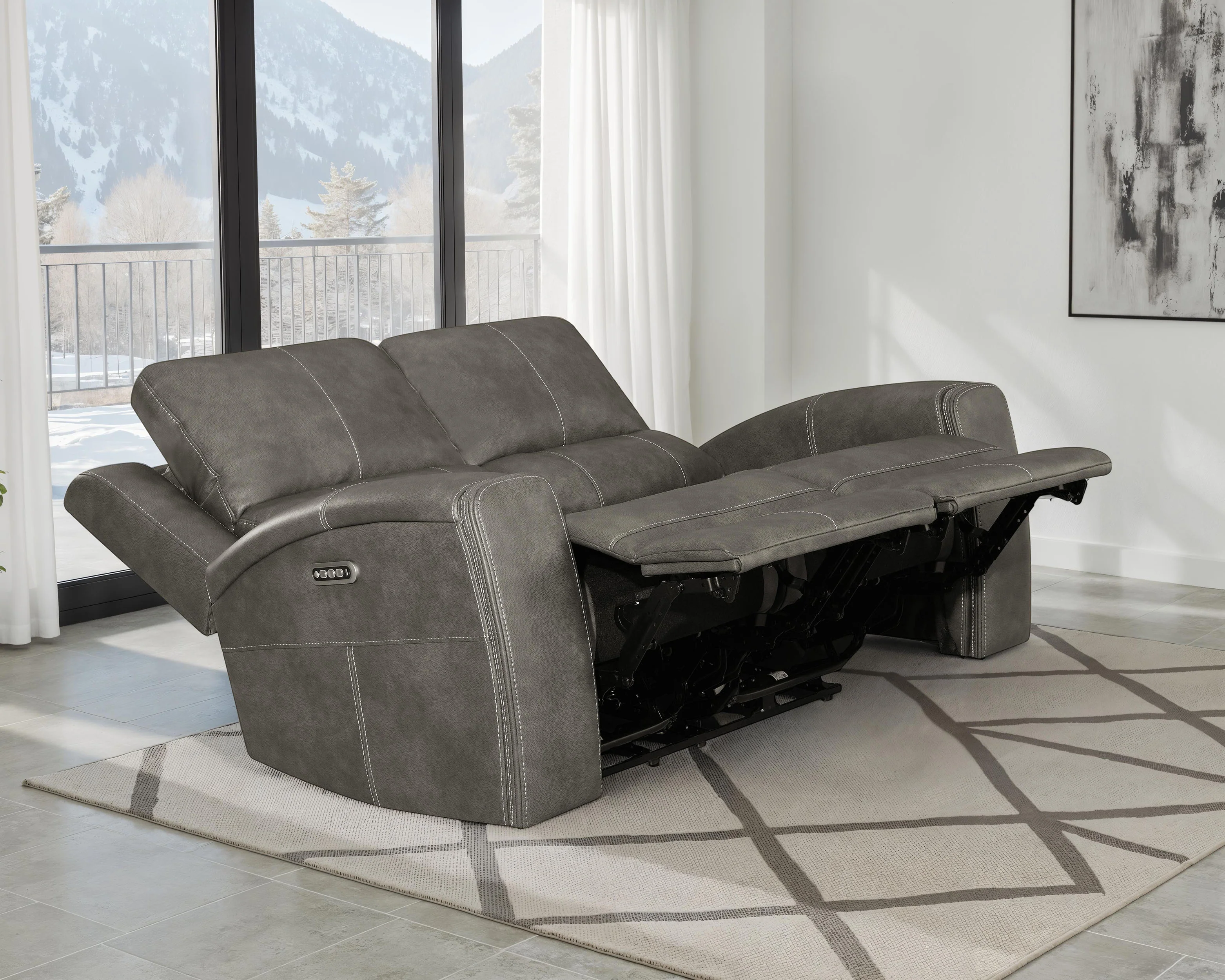 Brickston Triple Power Reclining Loveseat - Charcoal