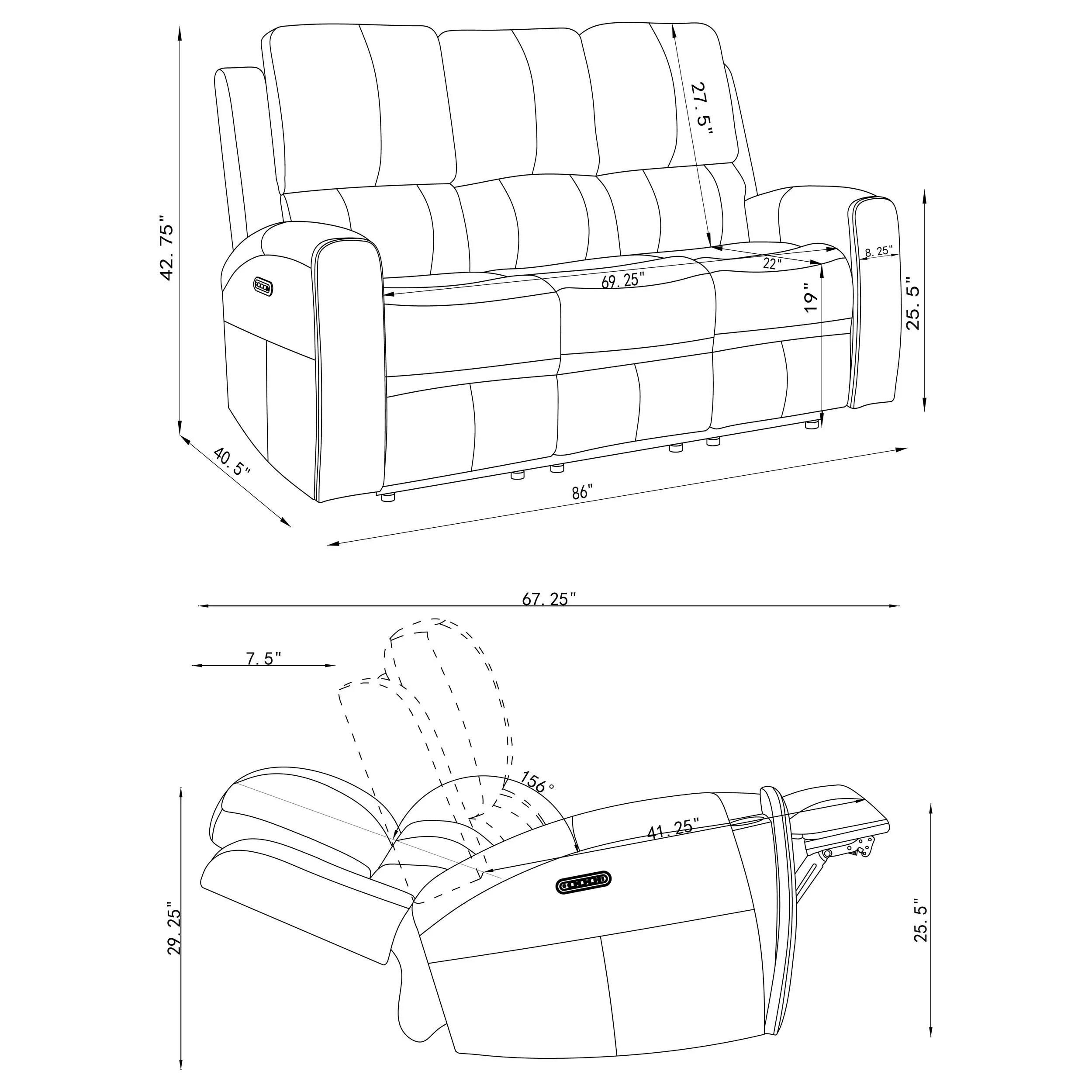 Brickston Triple Power Reclining Sofa in Grey - Image 7
