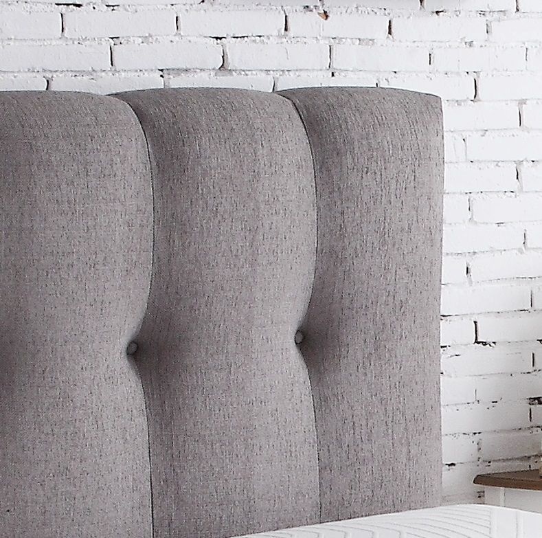Bridgevine Home - Queen Size Tufted Upholstered Headboard With Nailhead Trim - Gray - Image 7