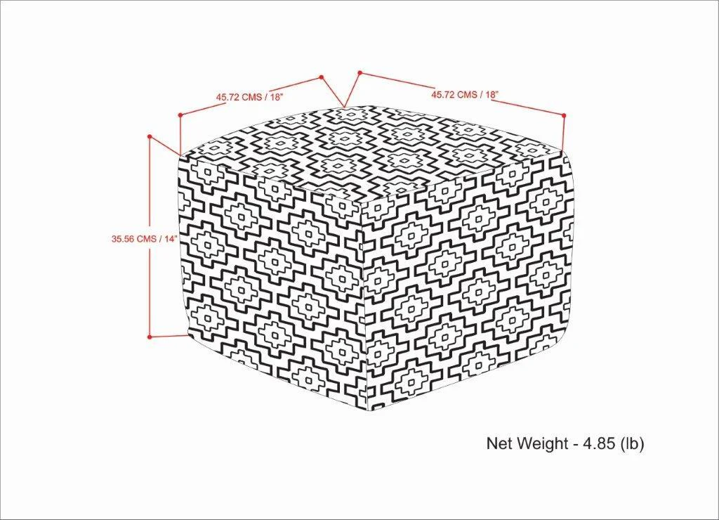 Briella - Square Woven Outdoor / Indoor Pouf - Gray / White - Image 4
