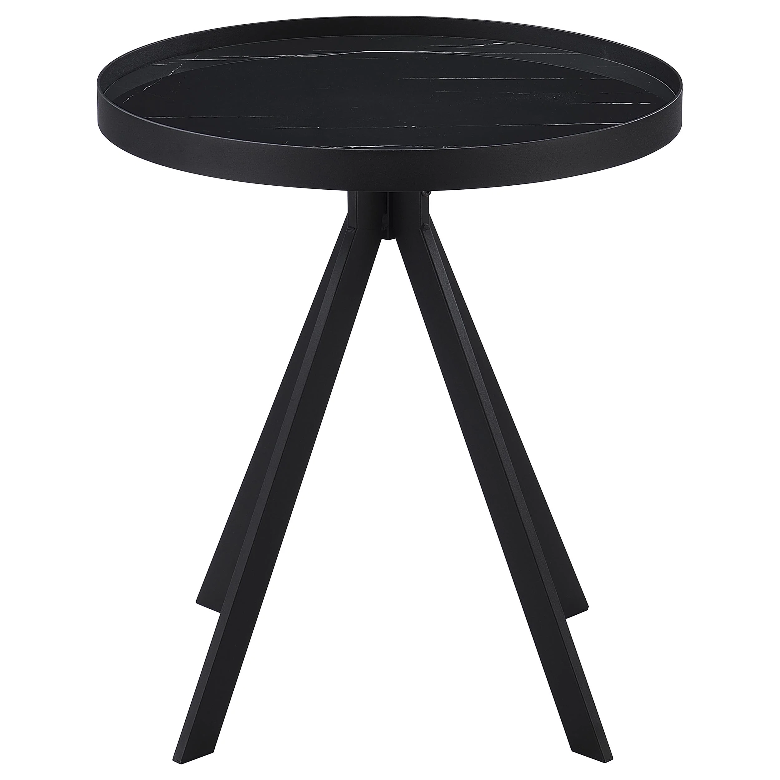 Briggs Round Marble Printed Glass Top End Table Black - Image 2