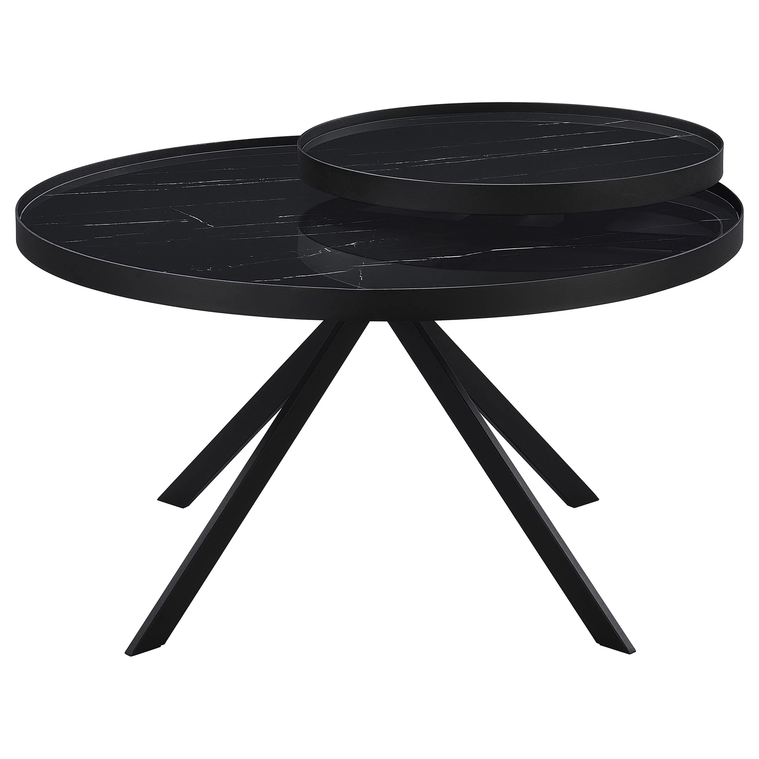 Briggs Round Marble Printed Glass Top Coffee Table - Image 3