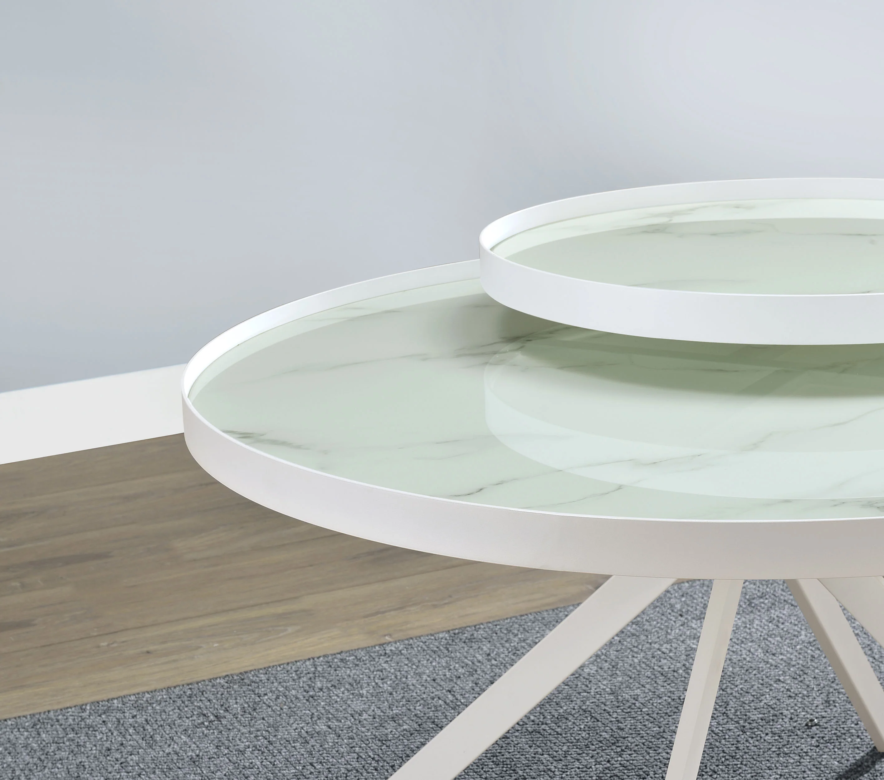 Briggs Round Marble Printed Glass Top Coffee Table - Image 14