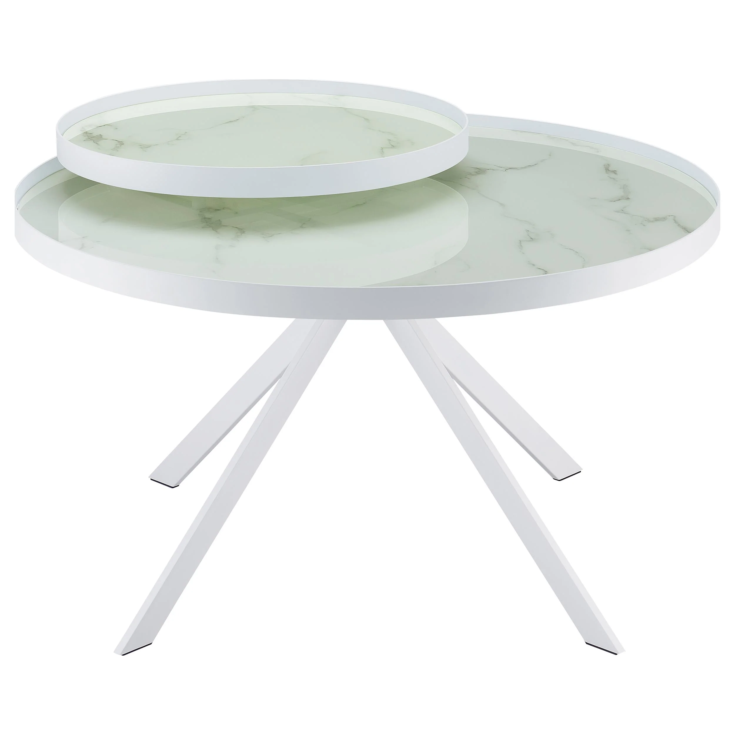 Briggs Round Marble Printed Glass Top Coffee Table - Image 6