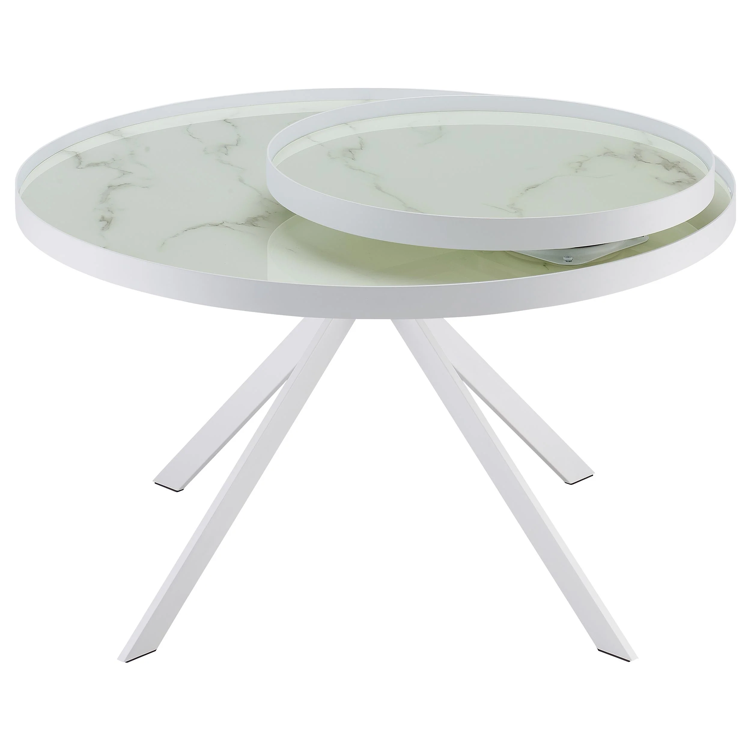 Briggs Round Marble Printed Glass Top Coffee Table - Image 7