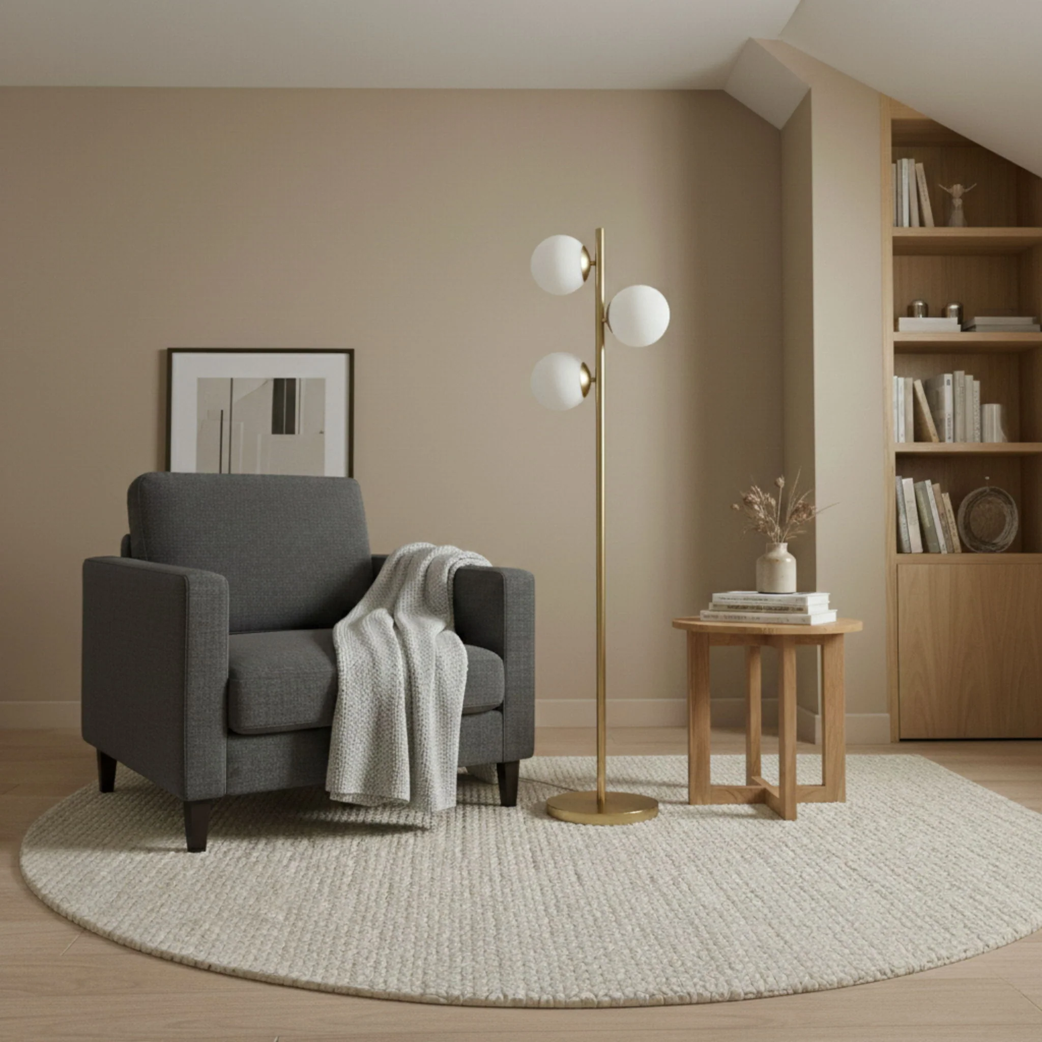 Brilliance - Modern Floor Lamp, Opal Shades And Round Base - Clear / Gold - Image 5