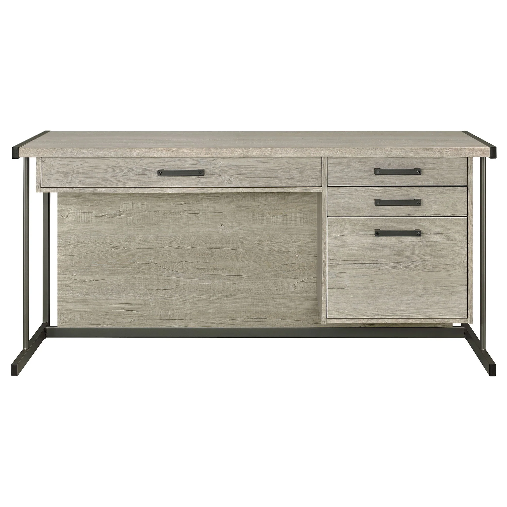 Brisley - Office Desk With Adjustable Keyboard Tray And 3 Drawer Storage - Beige / Gray - Image 5
