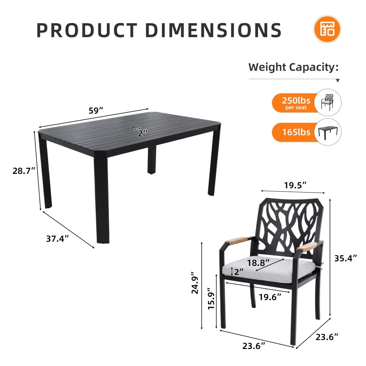 Bristol 5-Piece Outdoor Dining Set with Sunbrella Cushions in Bourbon - Image 4
