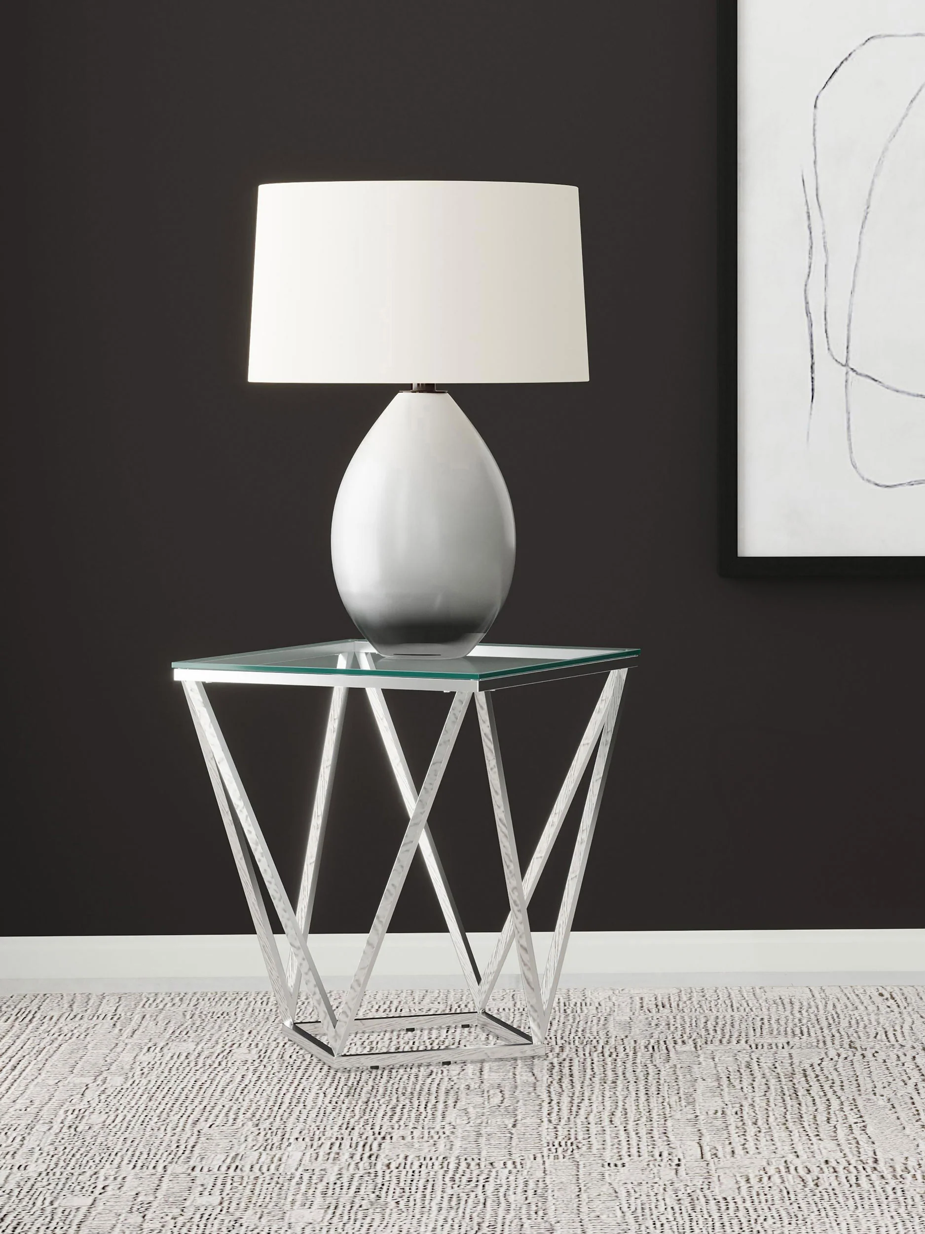 Brittania Square Glass Top Geometric End Table - Image 3