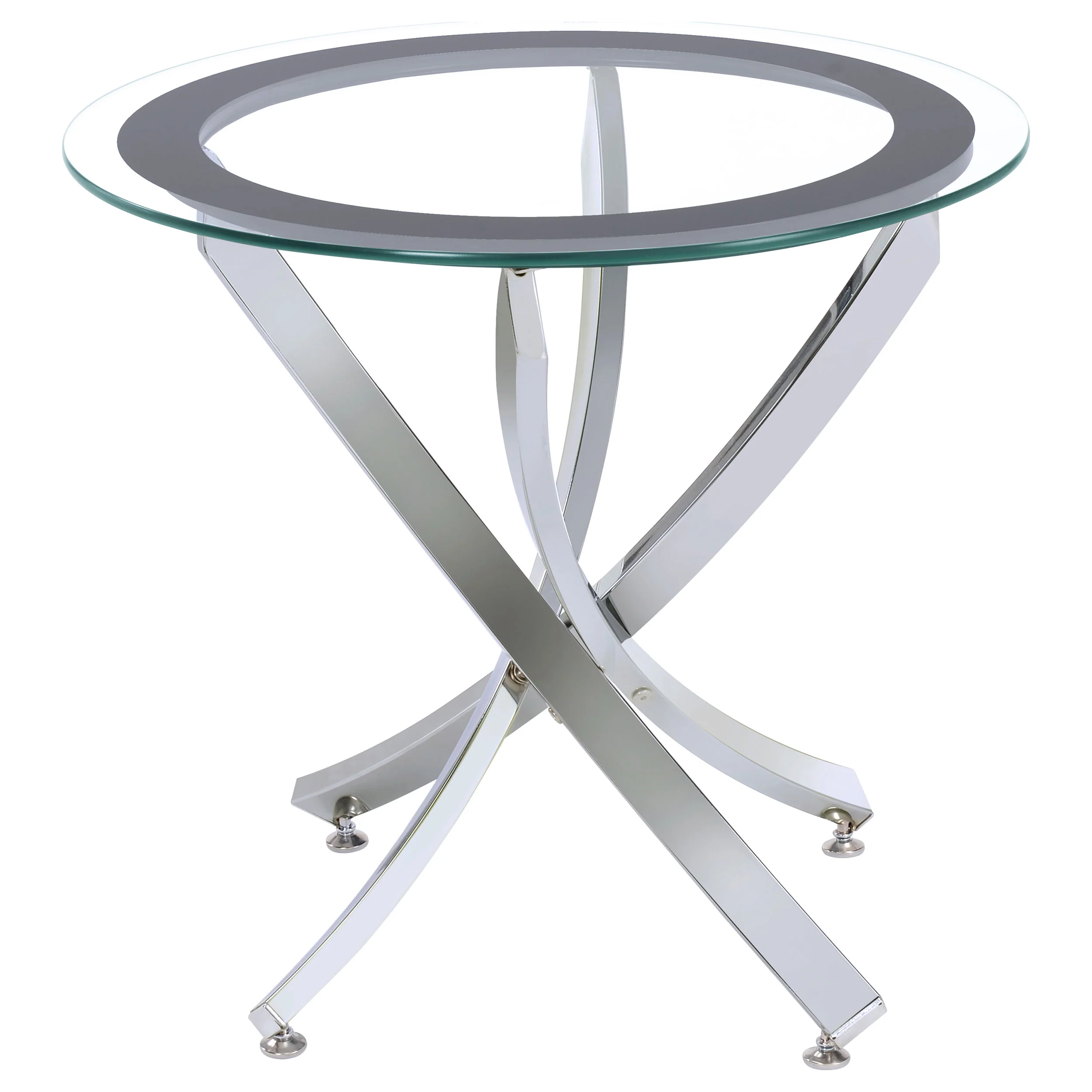 Brooke 2-Piece Round Coffee and End Table Set, Chrome - Image 2