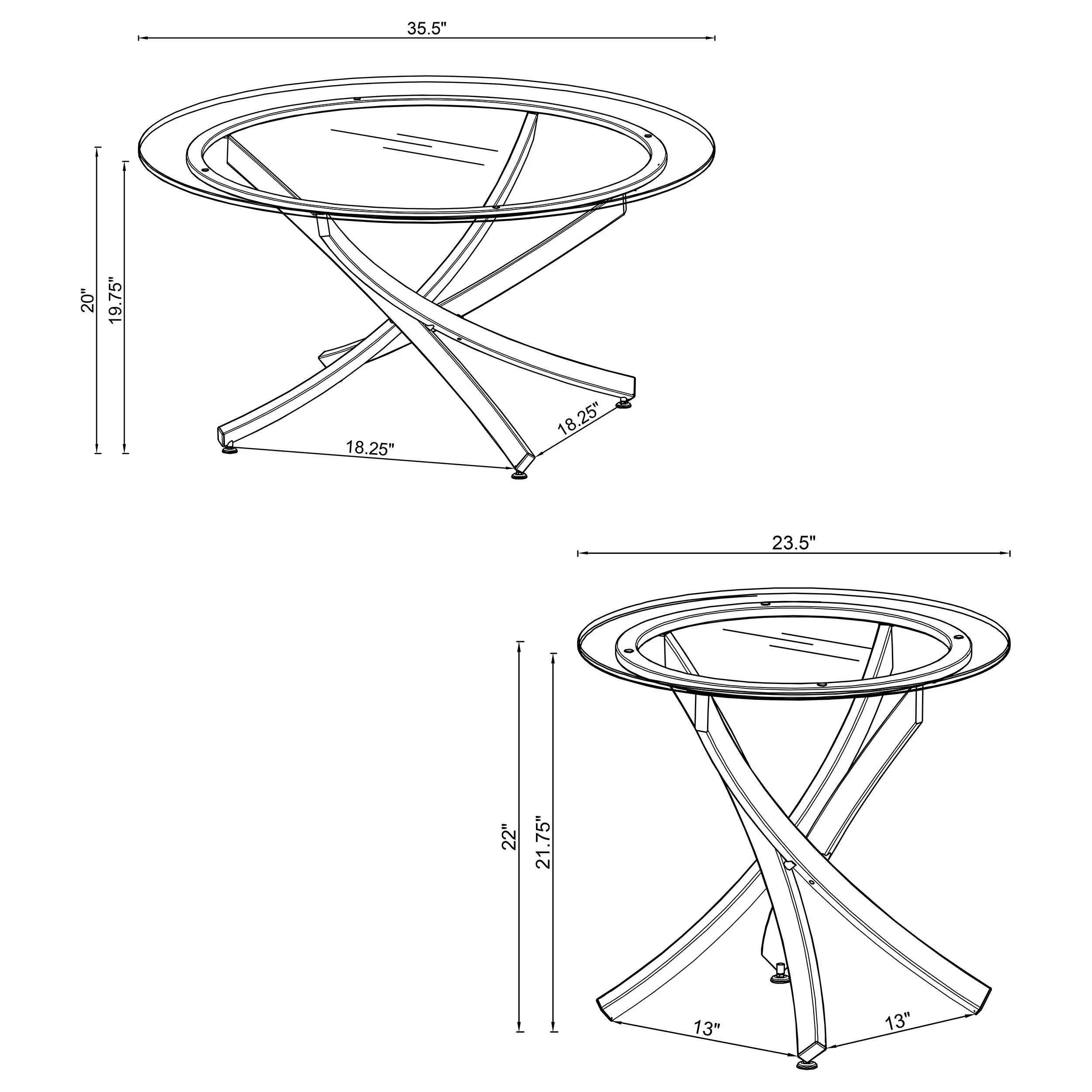 Brooke 2-Piece Round Coffee and End Table Set, Chrome - Image 4