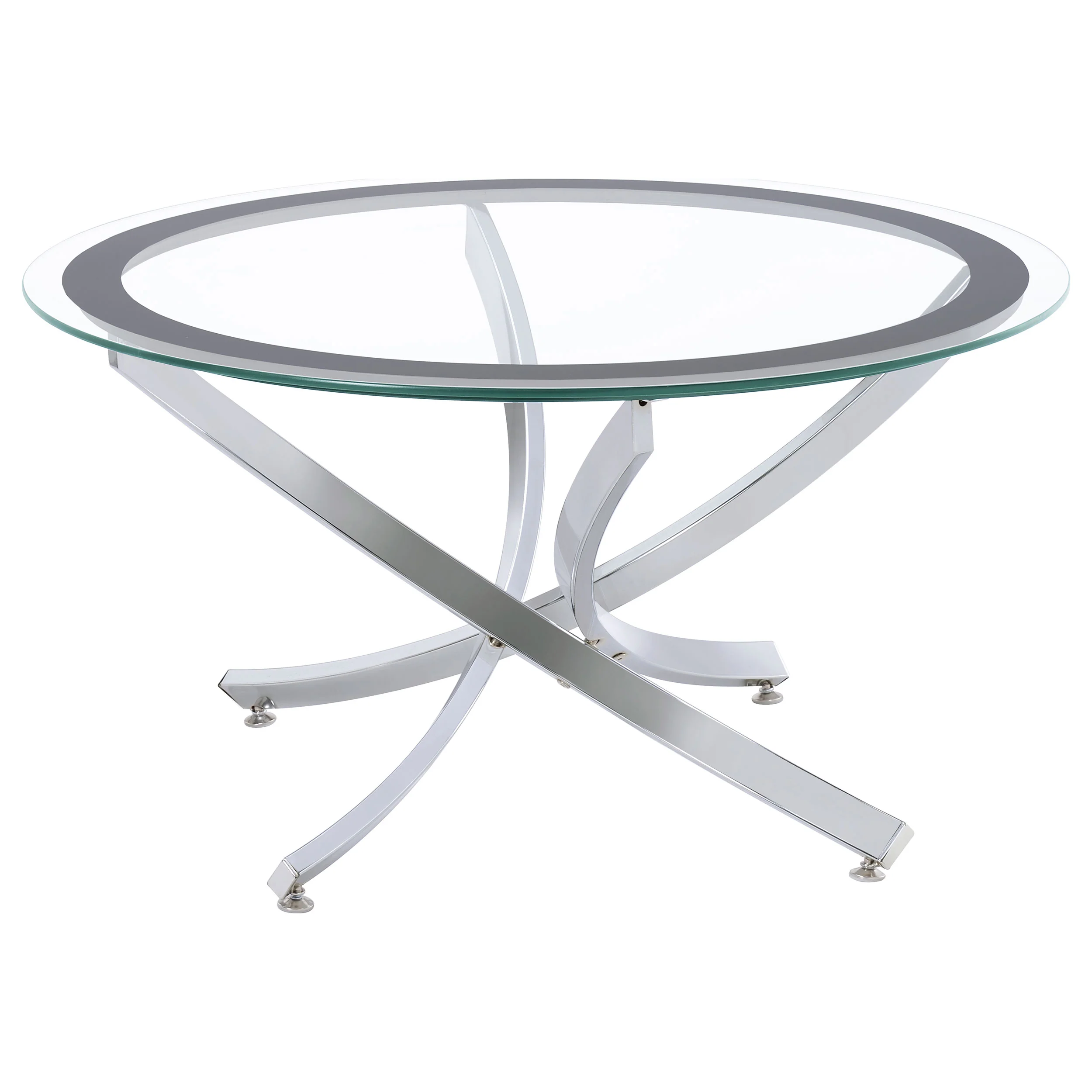 Brooke Round Glass Top Coffee Table Chrome Metal Base