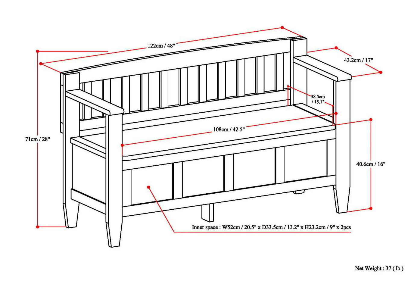 Brooklyn - Handcrafted Entryway Storage Bench - Image 11