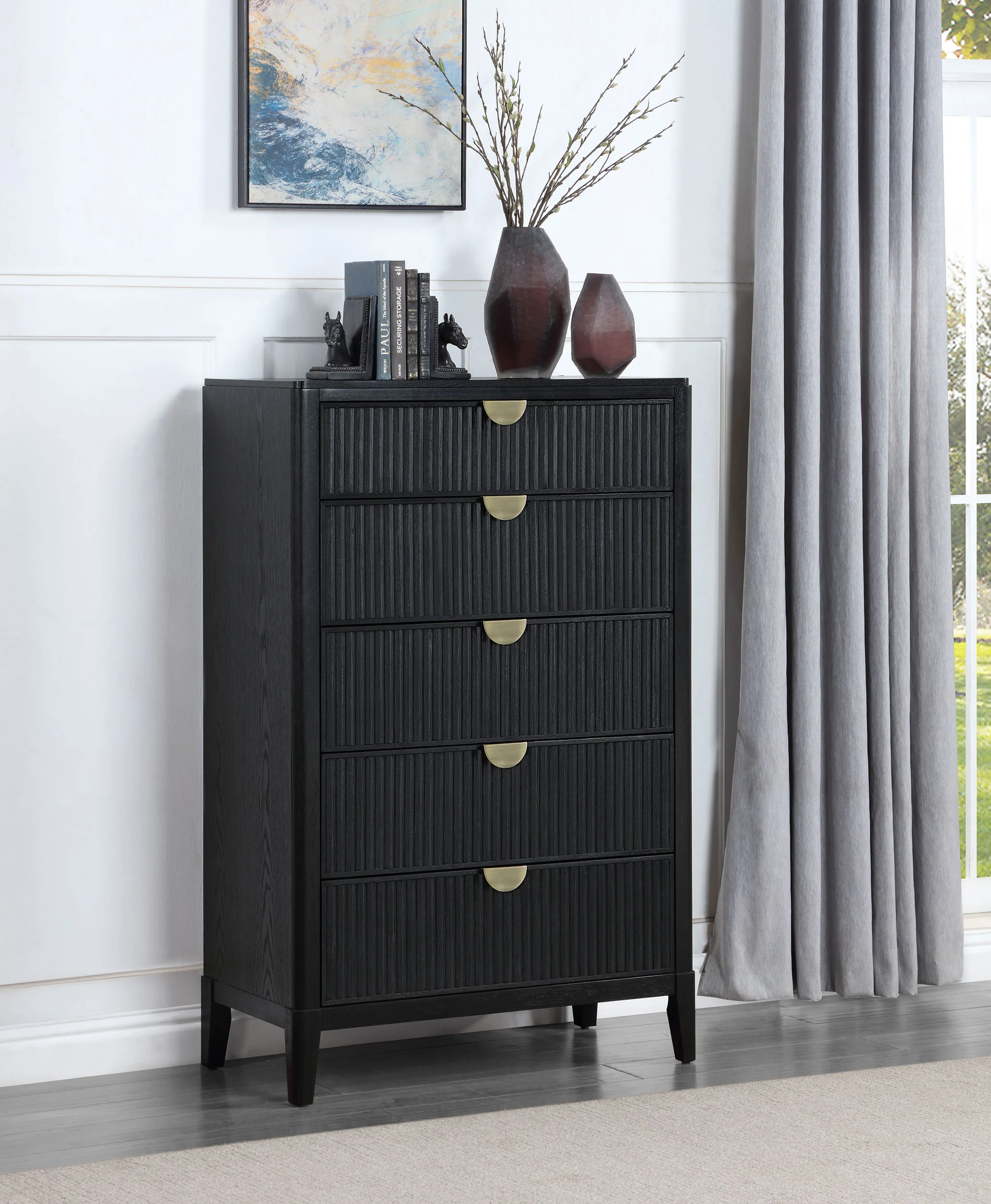 Brookmead 5-Drawer Bedroom Chest, Black - Image 5