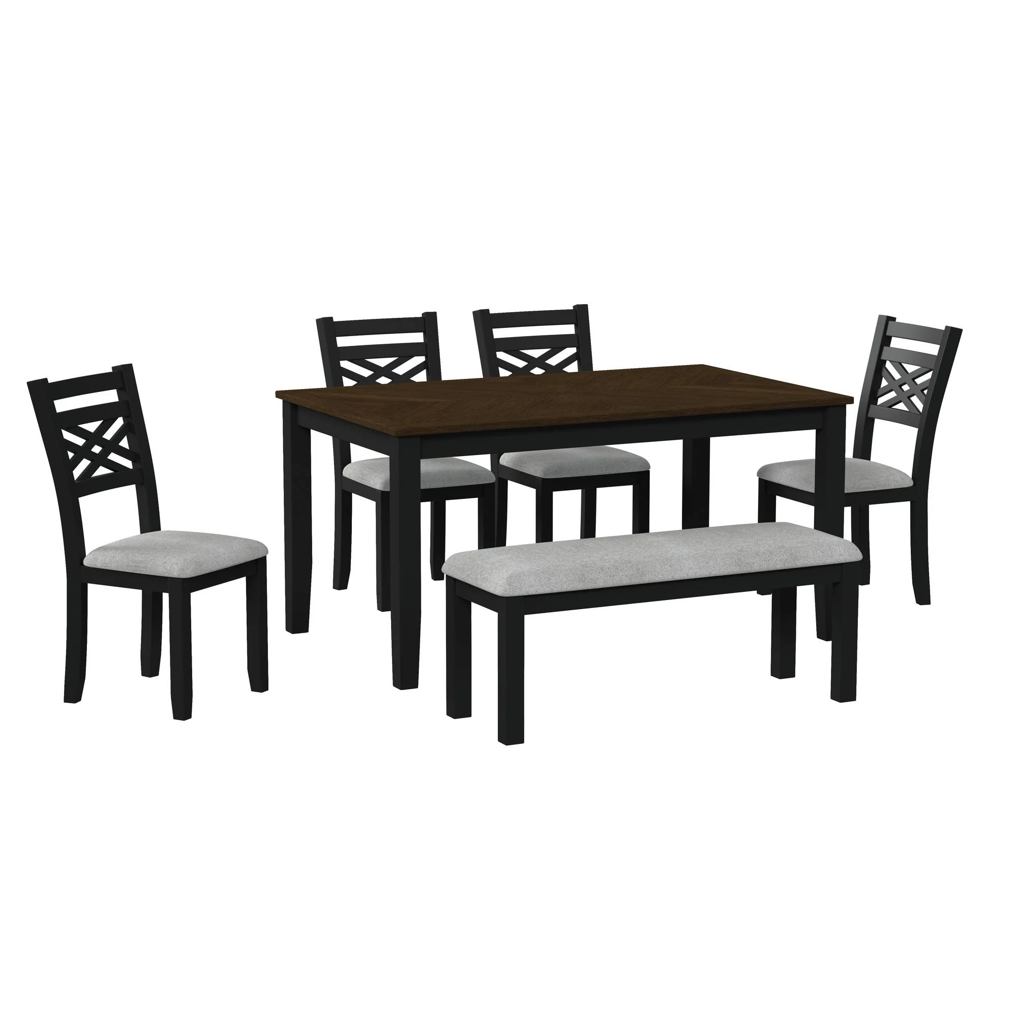Brooks - 6 Piece Dining Set With Table, 4 Wood Back And Upholstered Seat Chairs, And Bench - Image 2