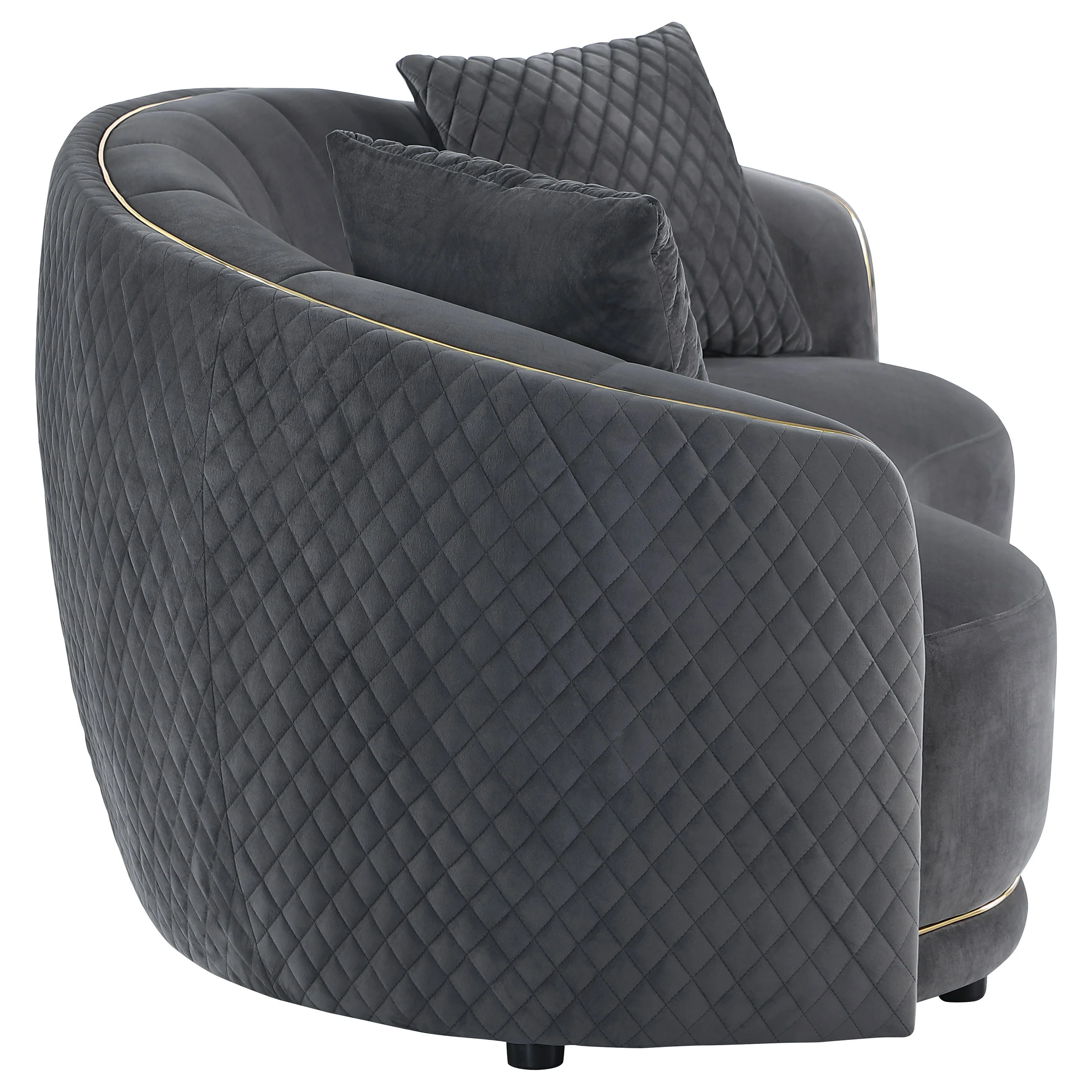 Brookside Velvet Upholstered Curved Loveseat Dark Grey - Image 8