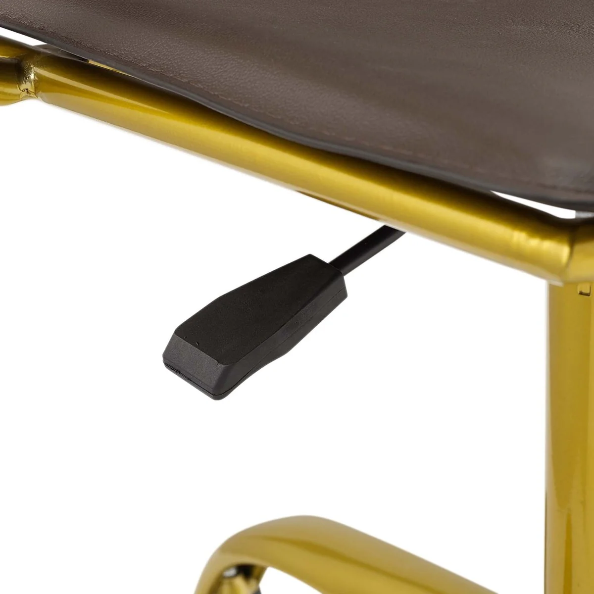 Brown Faux Leather Office Chair – Gold Base - Image 7