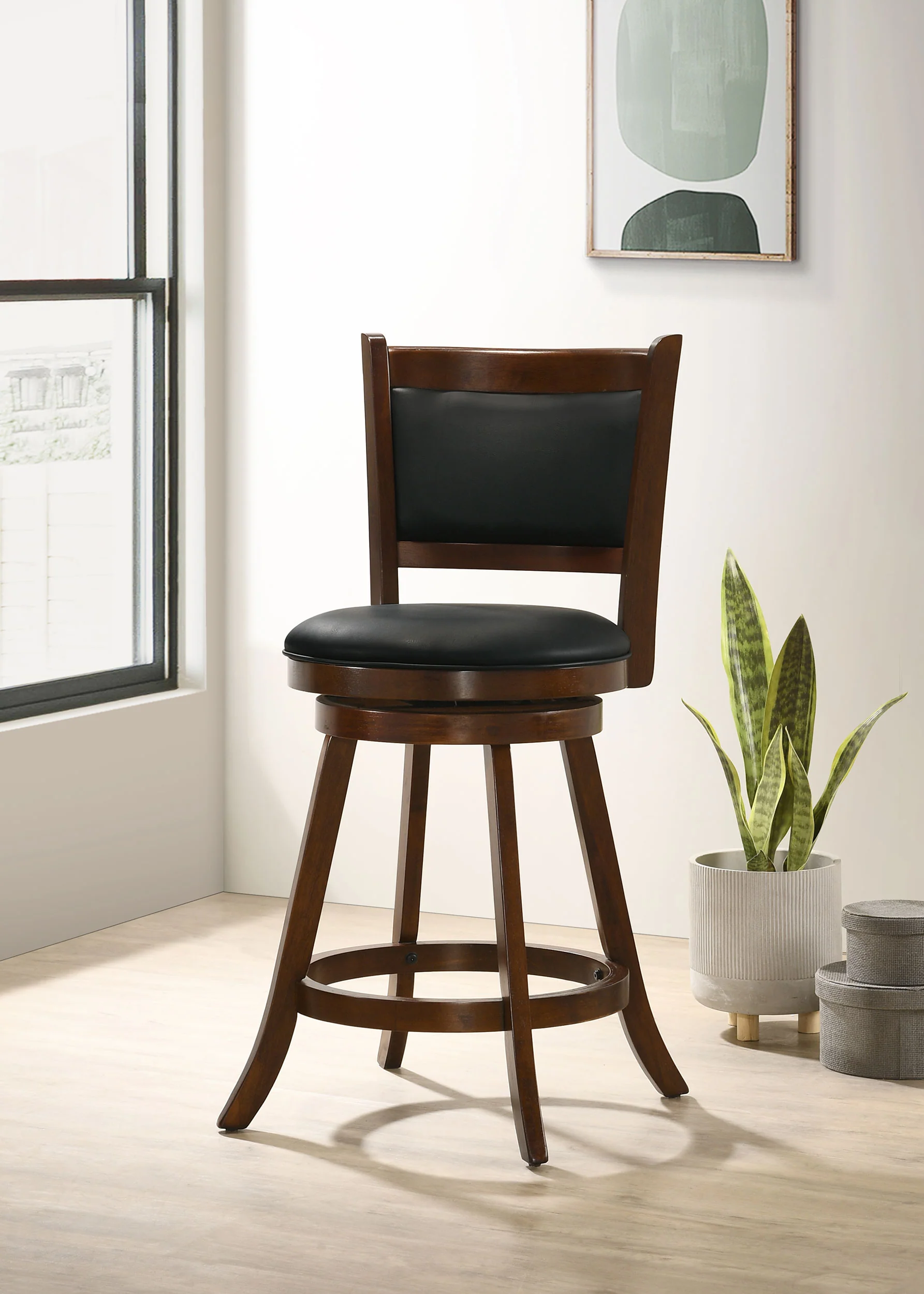 Broxton Upholstered Swivel Counter Chair Chestnut (Set of 2) - Image 4