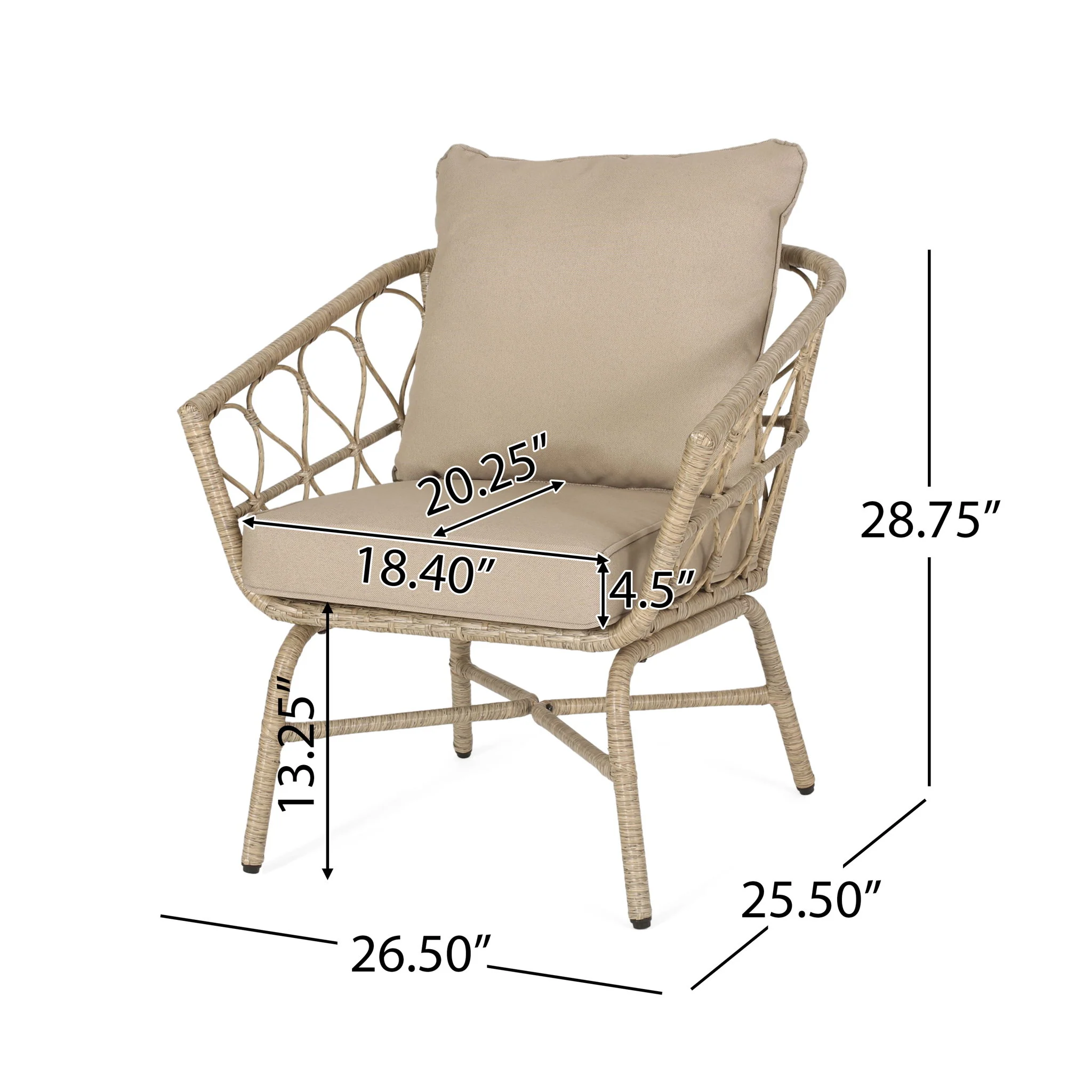 Bruce - Outdoor Club Chair Set With Water Resistant Cushions Rattan And Iron - Brown - Image 8