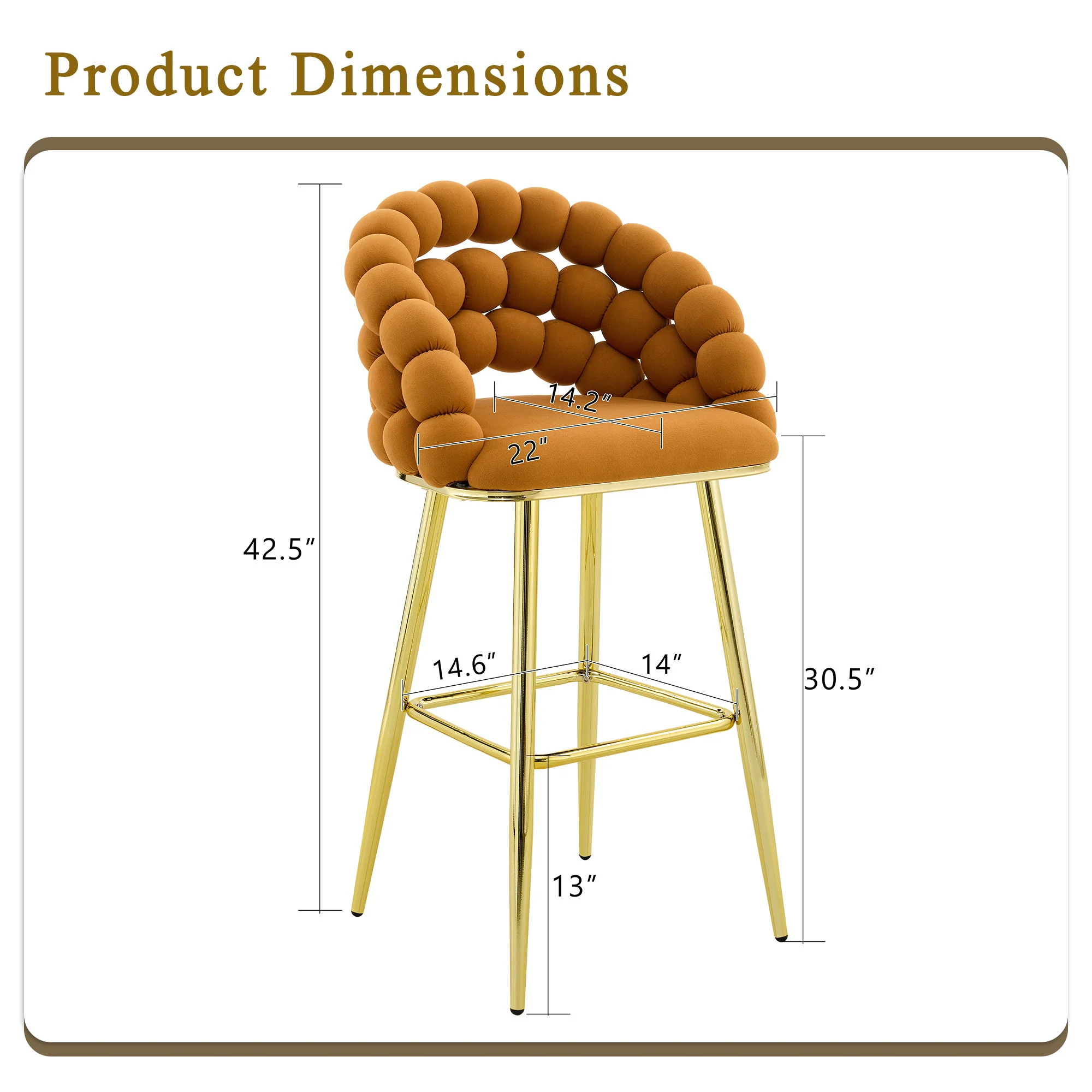 Bubble, Ball Chain Tufted Bar Chairs For Kitchen Island & Home Bar (Set of 2) - Image 18