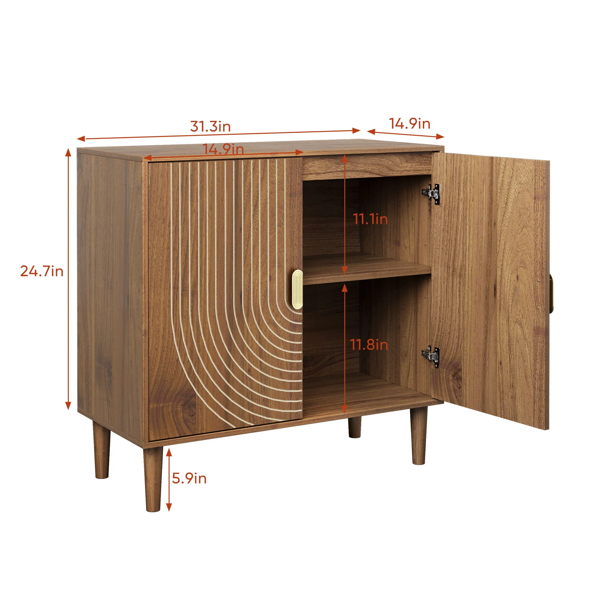 Buffet Cabinet Sideboard Storage Accent Furniture Wood 32x31in Light Brown - Image 4