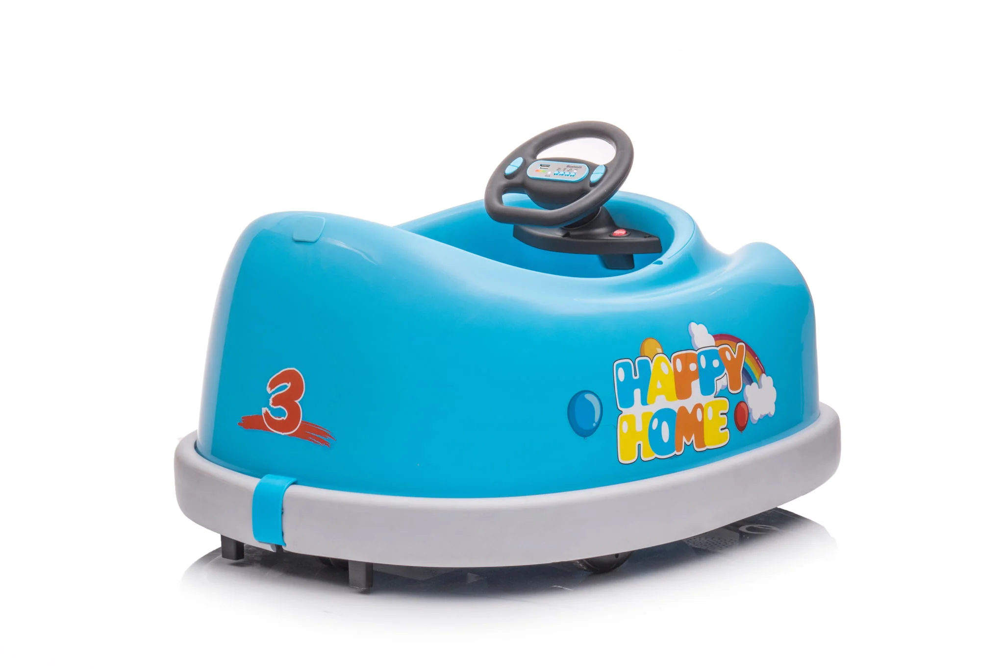 Bumper Car For Kids, 12V Dual Drive 1-6 Years Old Children's Electric Car With Pushrod Dinner Plate USB Bt Music Rocking Horse Mode Anti-Collision Bumper Ride On Car - Image 24