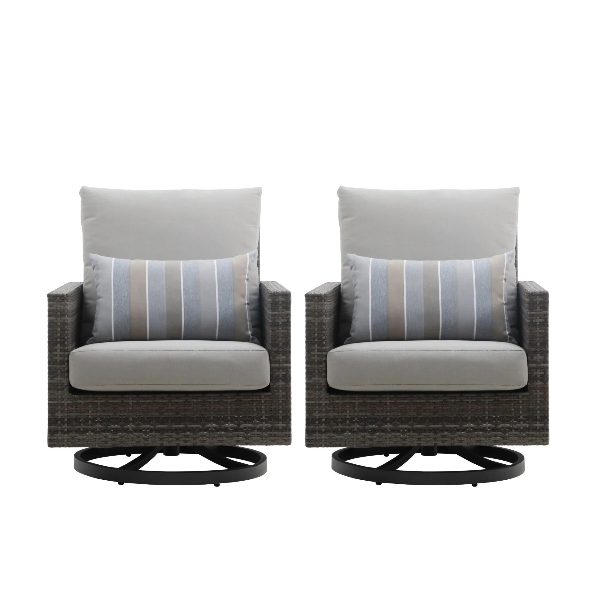 Bungalow - Patio Swivel Club Chair With Accent Pillow (Set of 2) - Gray - Image 6