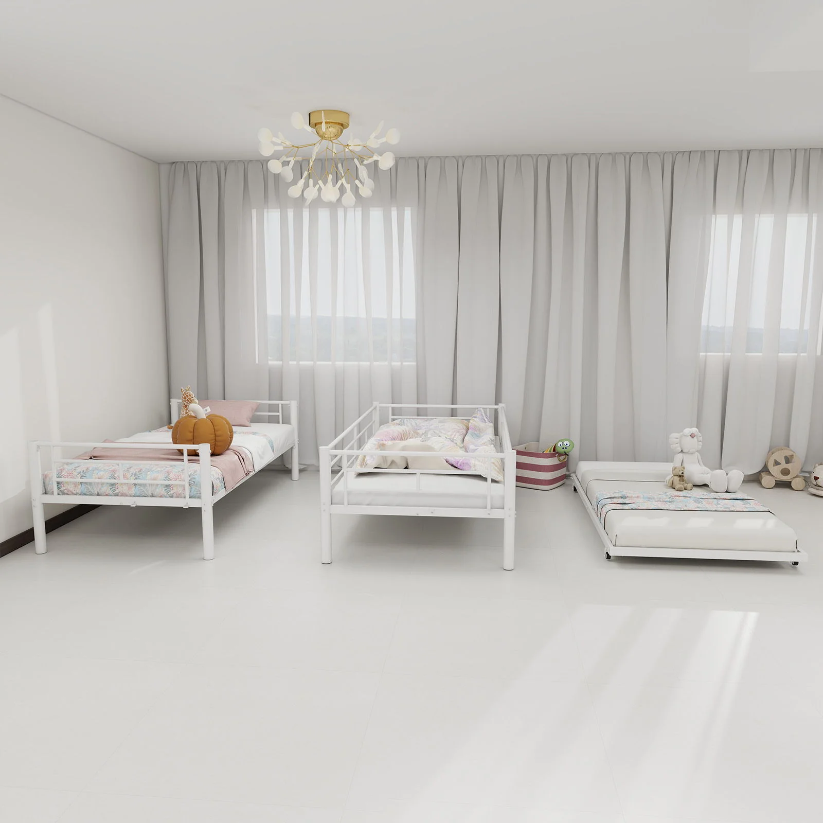 Bunk Bed For Kids, Convertible Frame With Ladders & Guardrail - Image 11