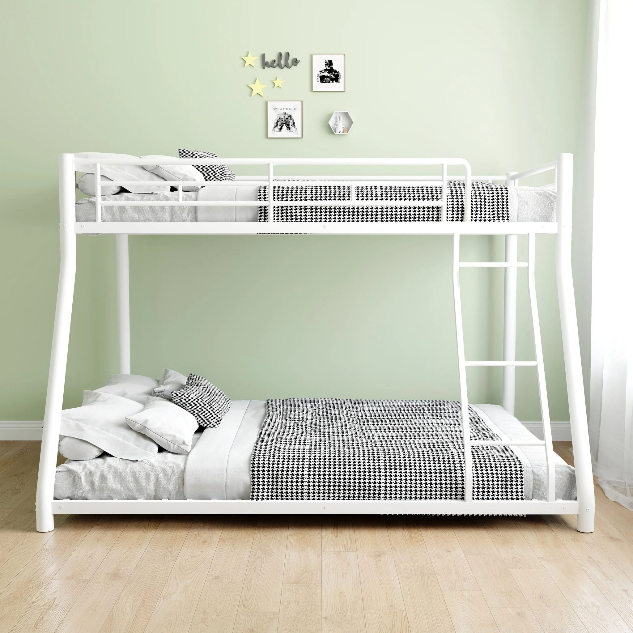 Bunk Bed Frame With Ladder And Guardrail, Heavy Duty Noise Free Design Metal Construction - Image 7