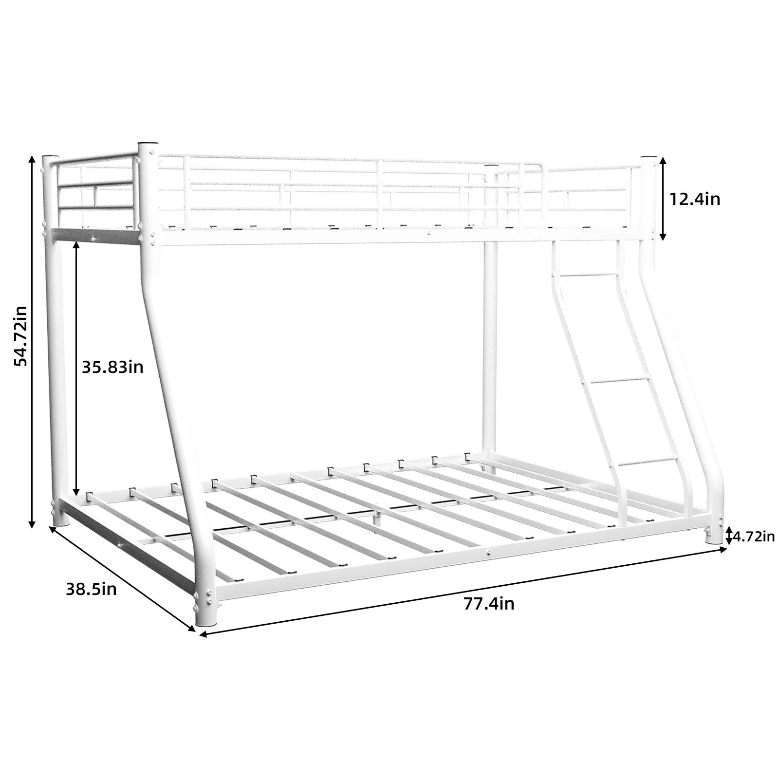 Bunk Bed Frame With Ladder And Guardrail, Heavy Duty Noise Free Design Metal Construction - Image 8