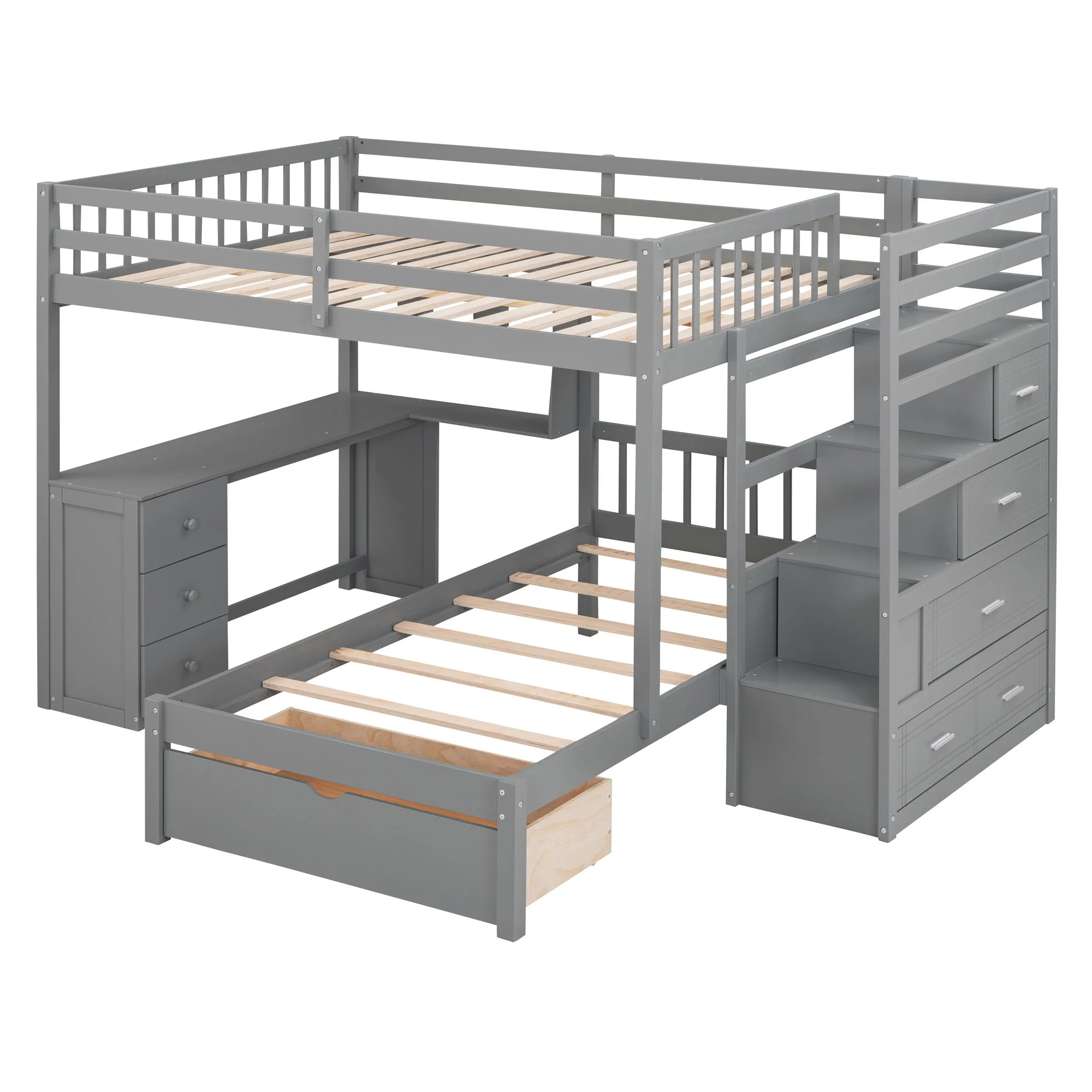 Bunk Bed With Desk, Drawers And Shelves - Image 3