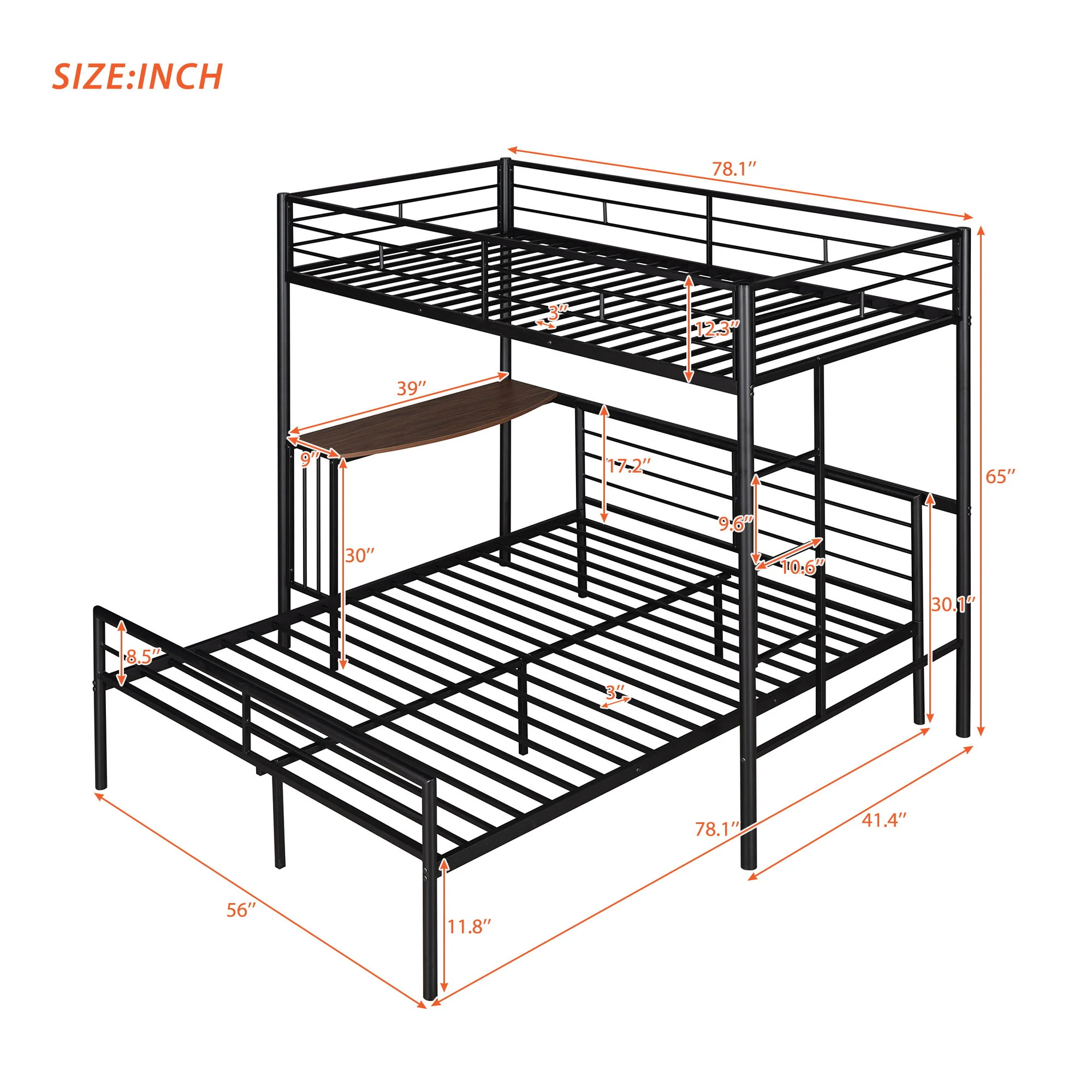 Bunk Bed With Desk, Ladder And Quality Slats For Bedroom - Image 5