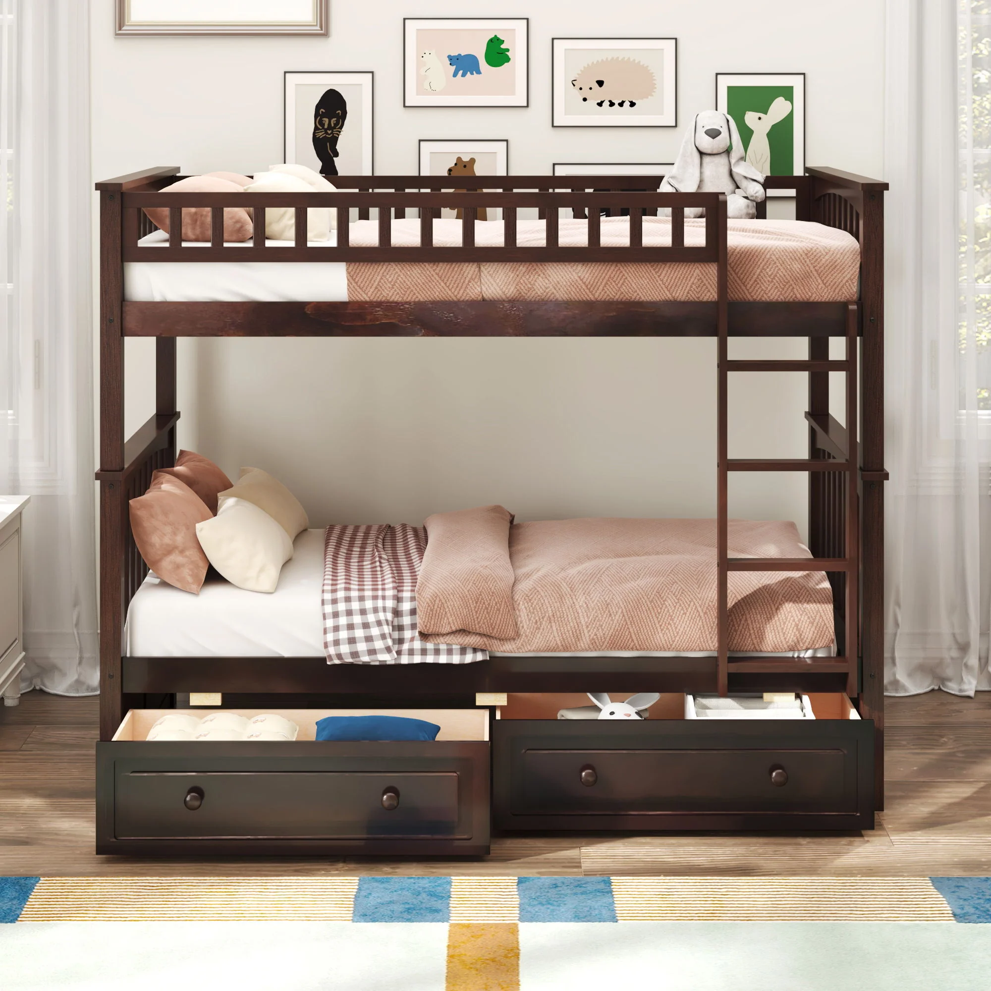 Bunk Bed With Drawers, Convertible Design - Image 24