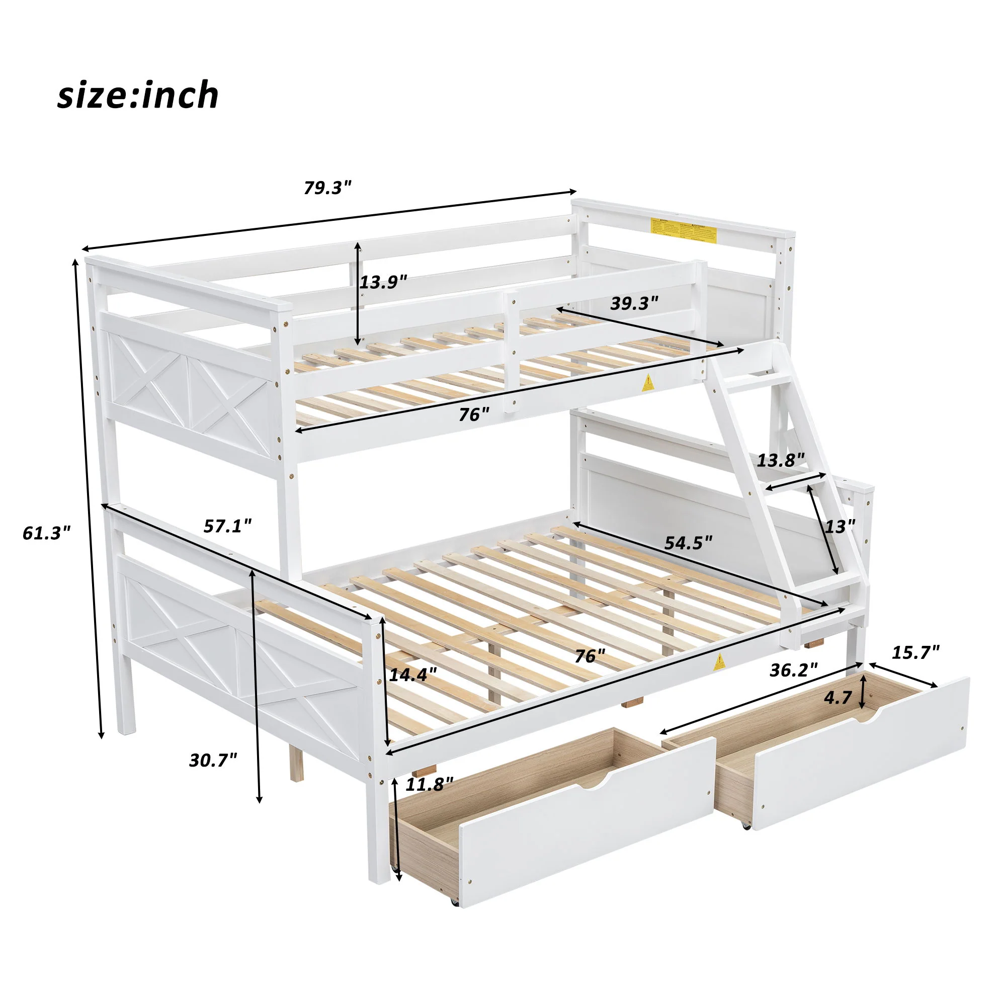 Bunk Bed With Ladder And Safety Guardrail - Image 19